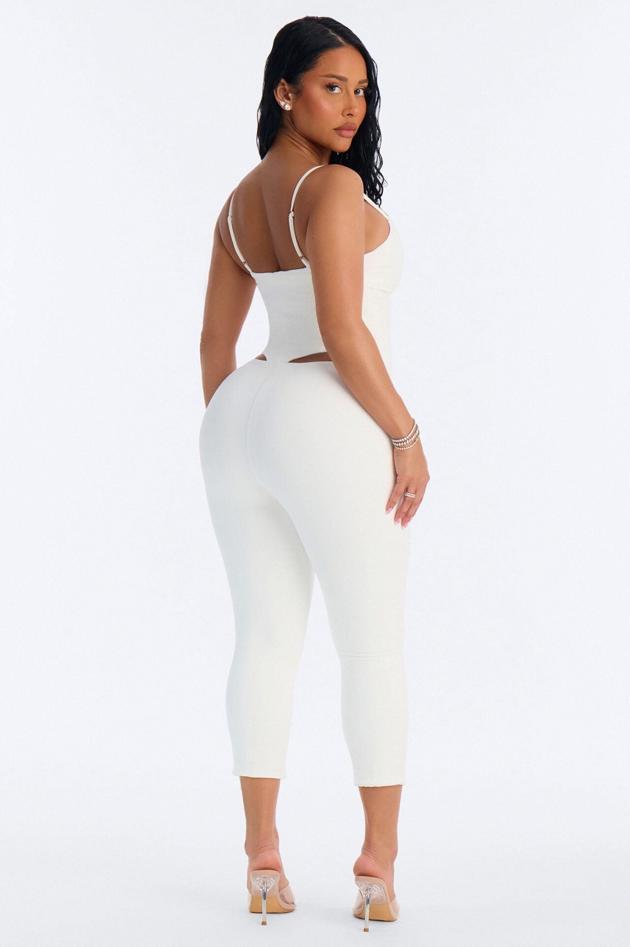 Bianca Matte Form Double Lined Low Rise Capri Set - White image 5