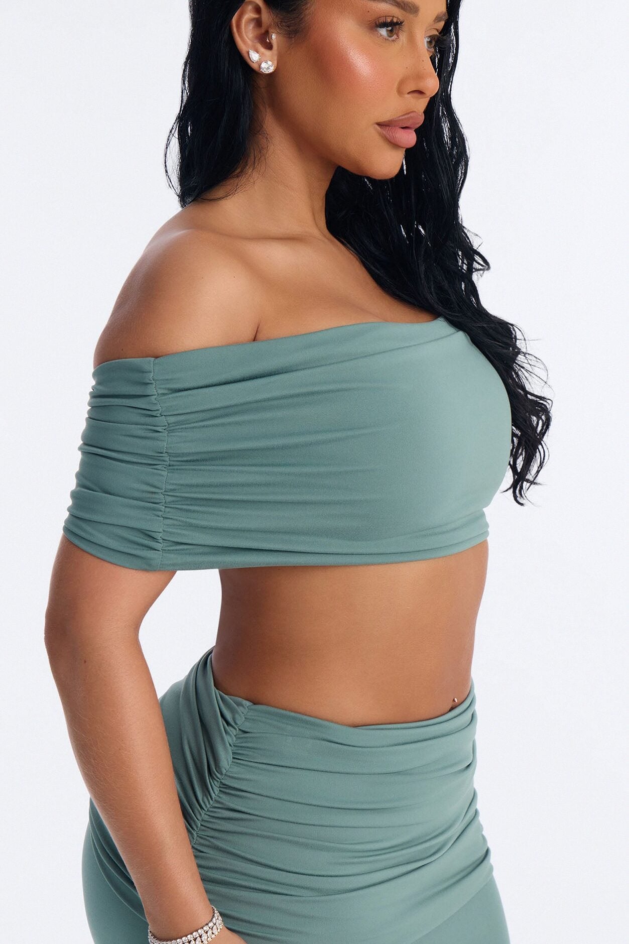 Bianca Matte Form Double Lined Maxi Skirt Set - Sage image 3