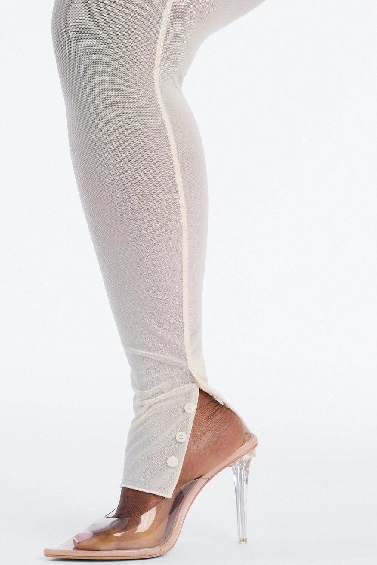 Power Mesh High Waisted Leggings - Bone image 7
