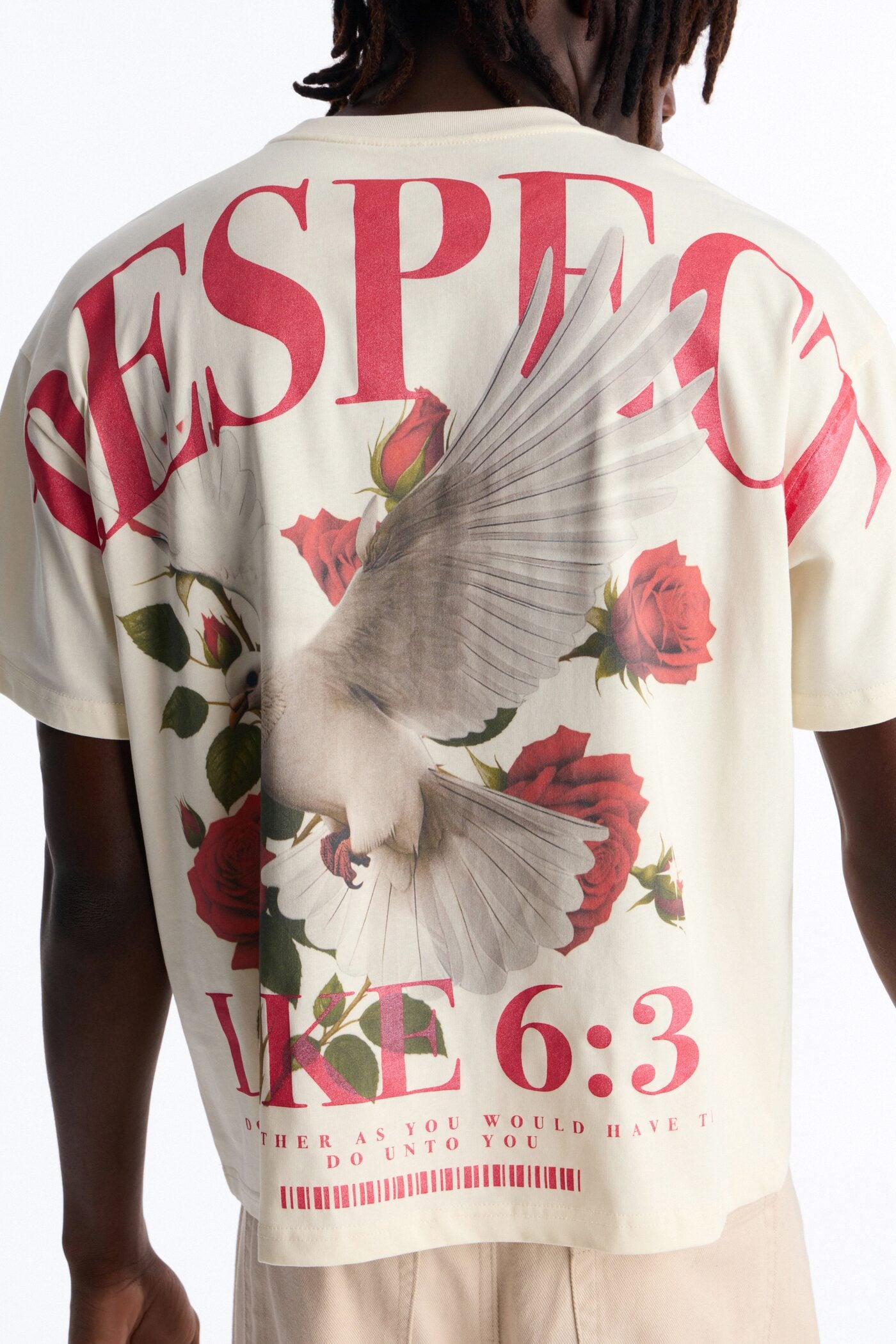 Luke 6:31 Foil Heavy Weight Oversized Short Sleeve Tee - Cream image 3