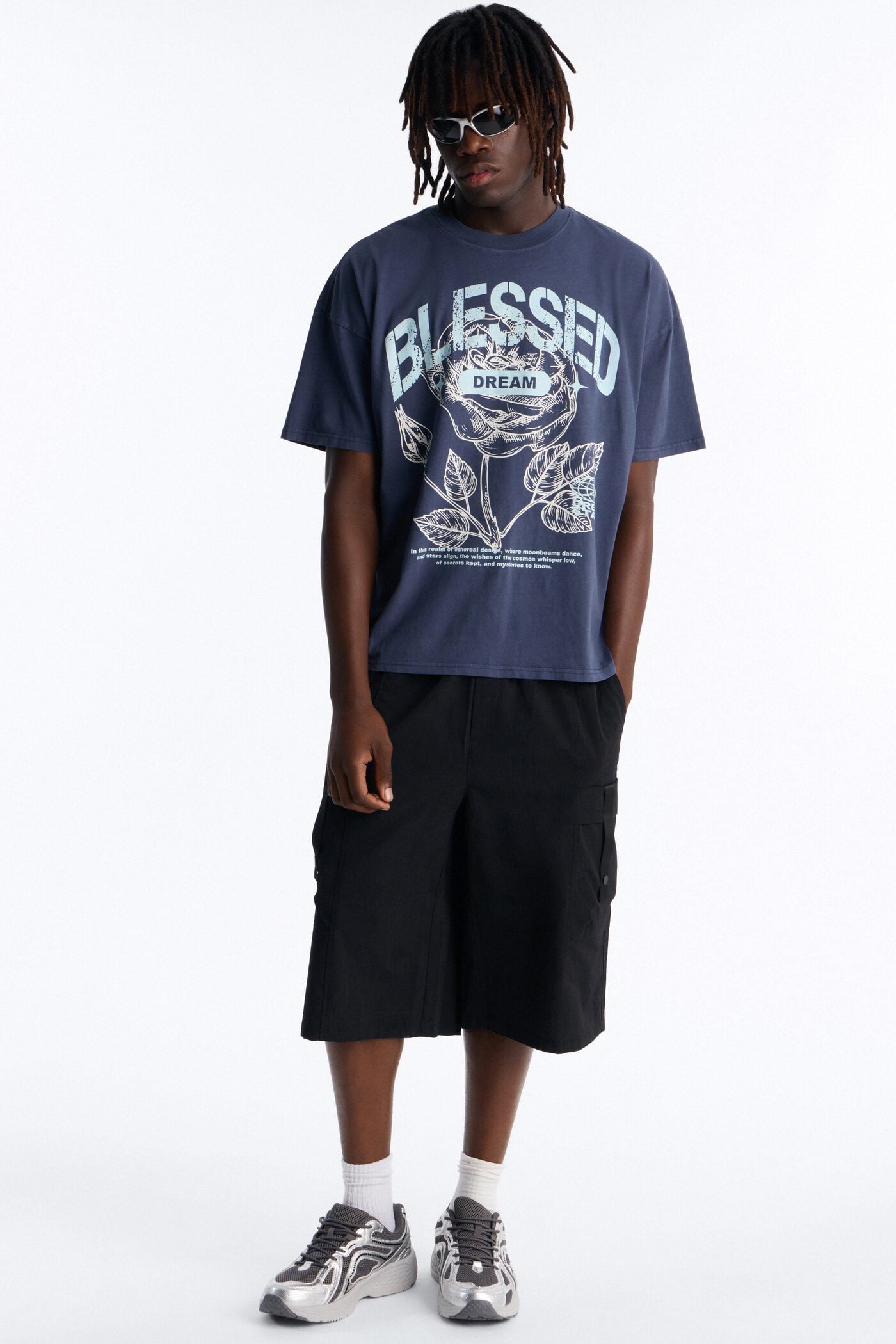 Bless Dreams Oversized Short Sleeve Tee - Navy image 2