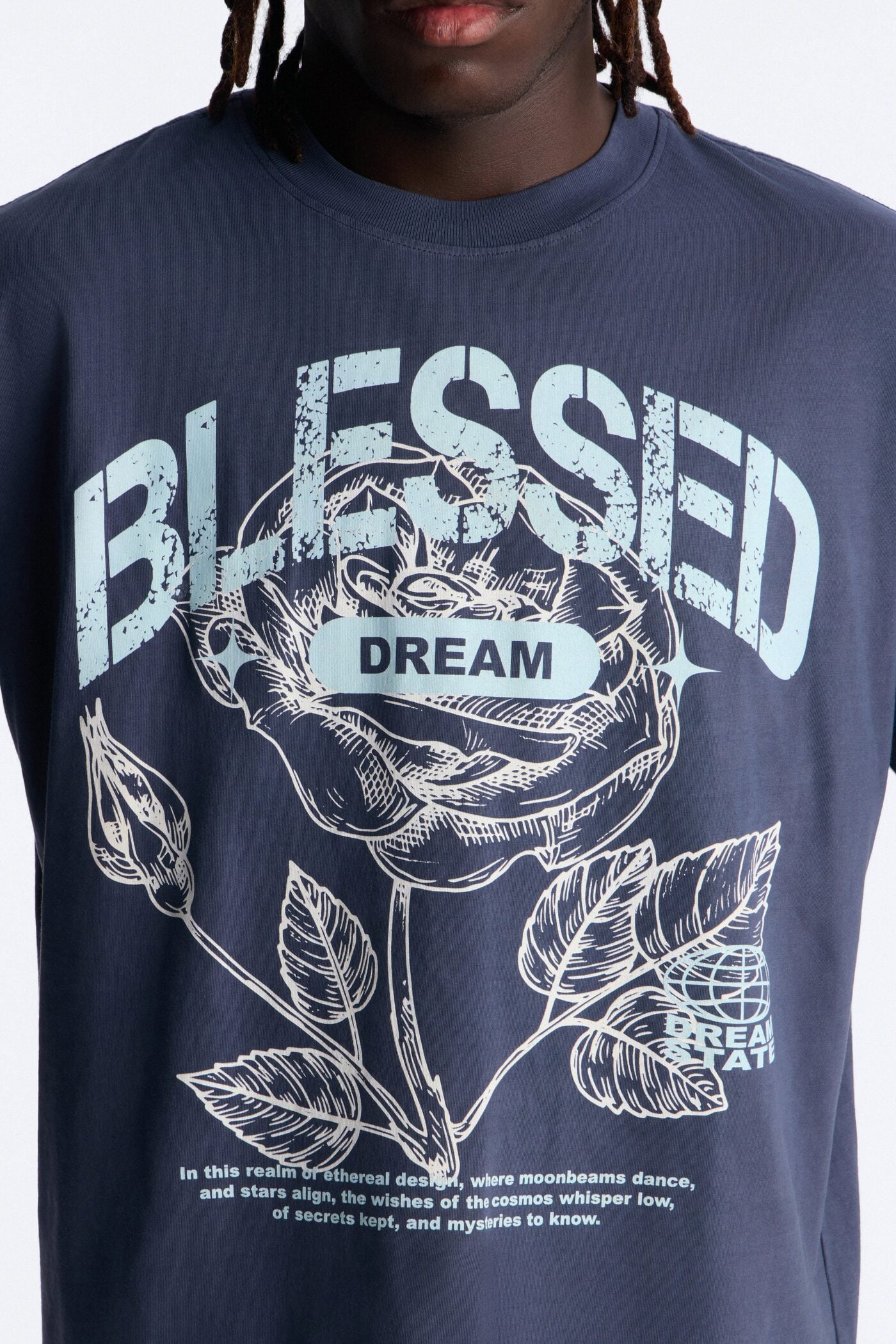 Bless Dreams Oversized Short Sleeve Tee - Navy image 3