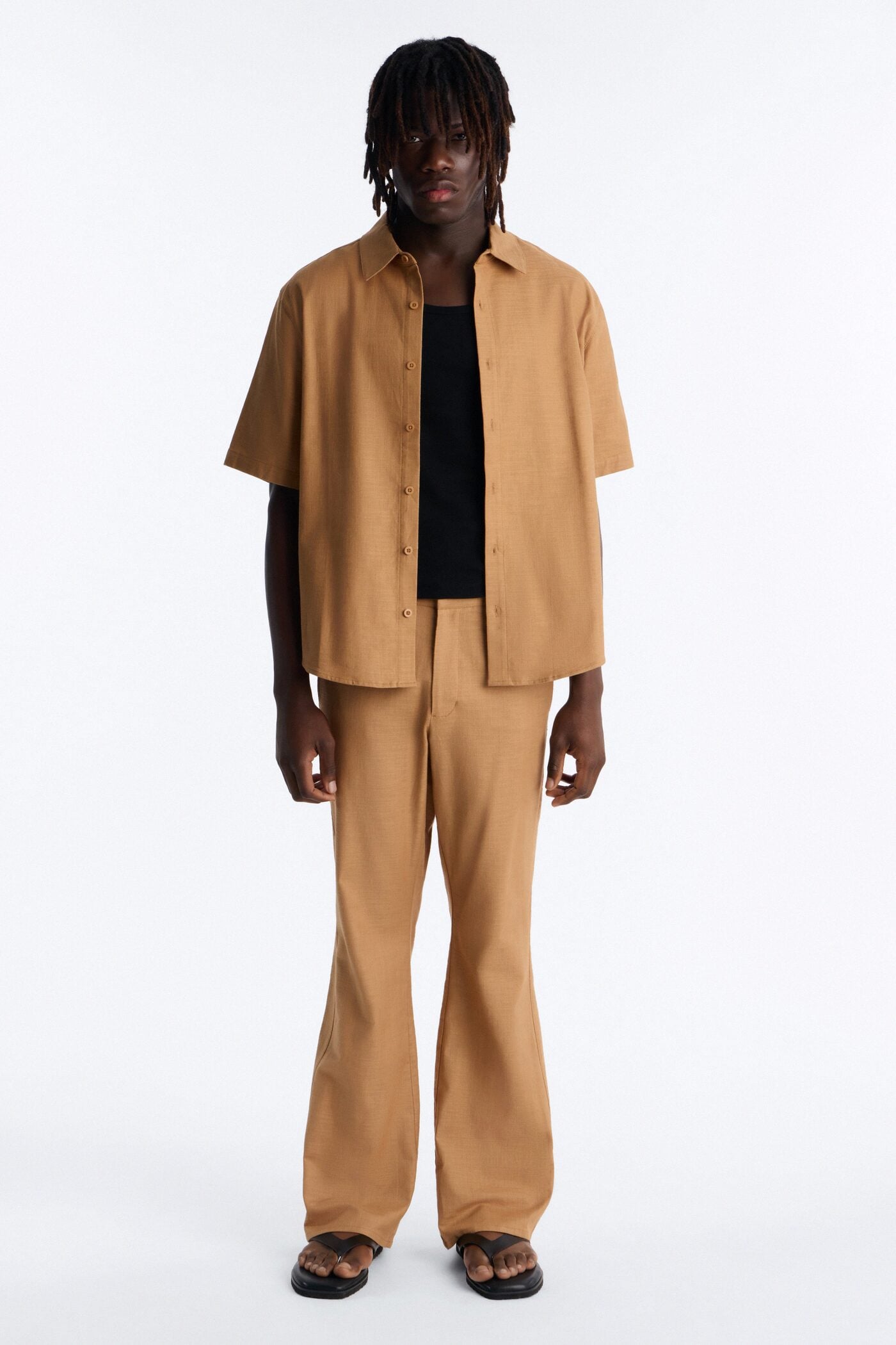 Relaxed Sunward Coast Linen Button Up Shirt - Brown image 2