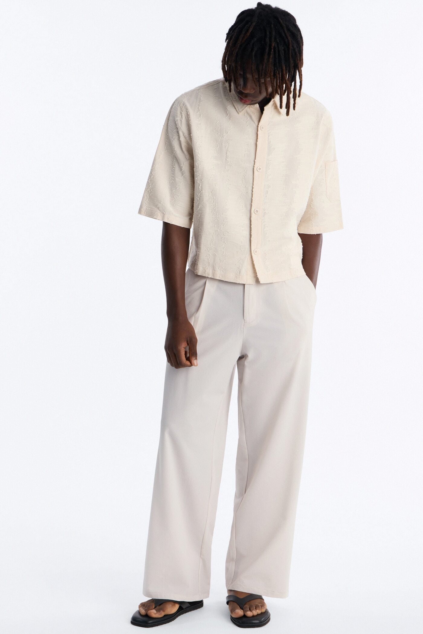 Cropped Sands Of Time Button Up Shirt - Oatmeal image 2