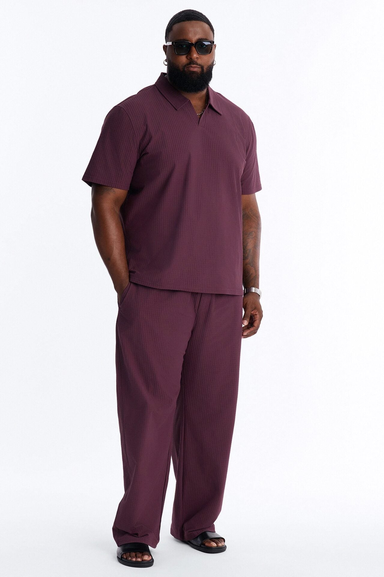 Terrance Textured Relaxed Pant - Wine image 6