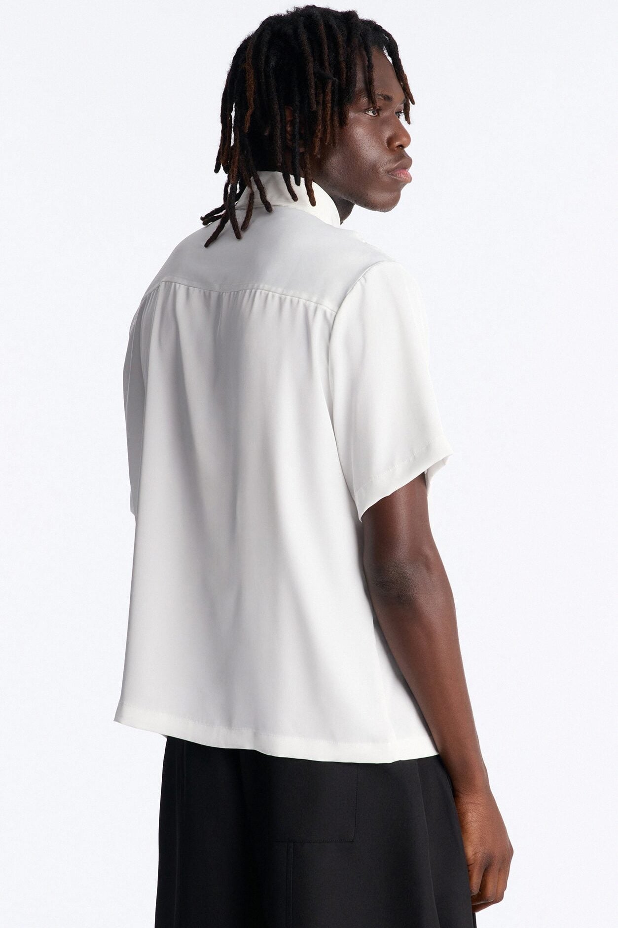 Relaxed Luxe Neckerchief Button Up Shirt - White image 4