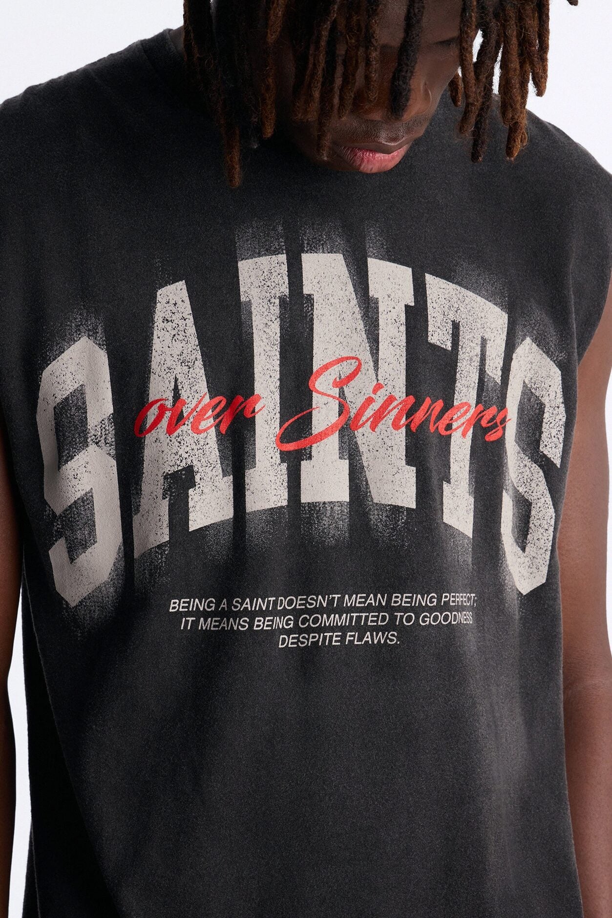 Saints Over Sinners Vintage Muscle Tee - Black image 3