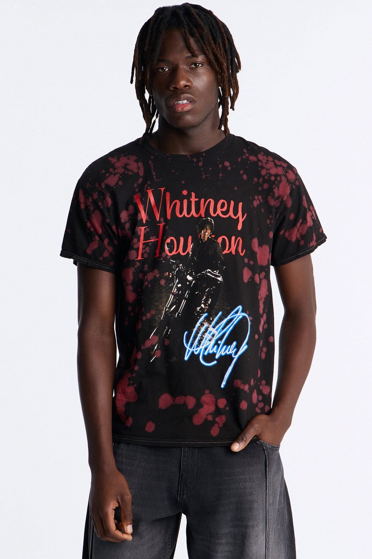 Whitney Houston Dyed Short Sleeve Tee - Black/Red image 1