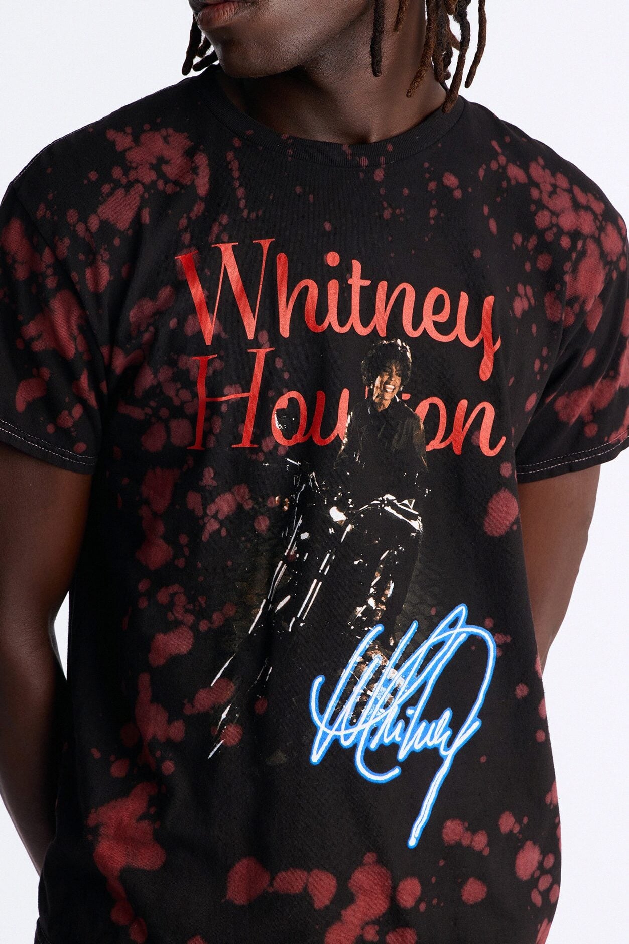 Whitney Houston Dyed Short Sleeve Tee - Black/Red image 3
