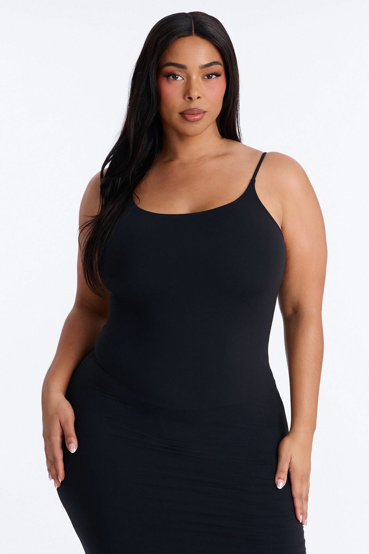 Second Skin Double Lined Scoop Neck Cami Maxi Dress - Black image 6
