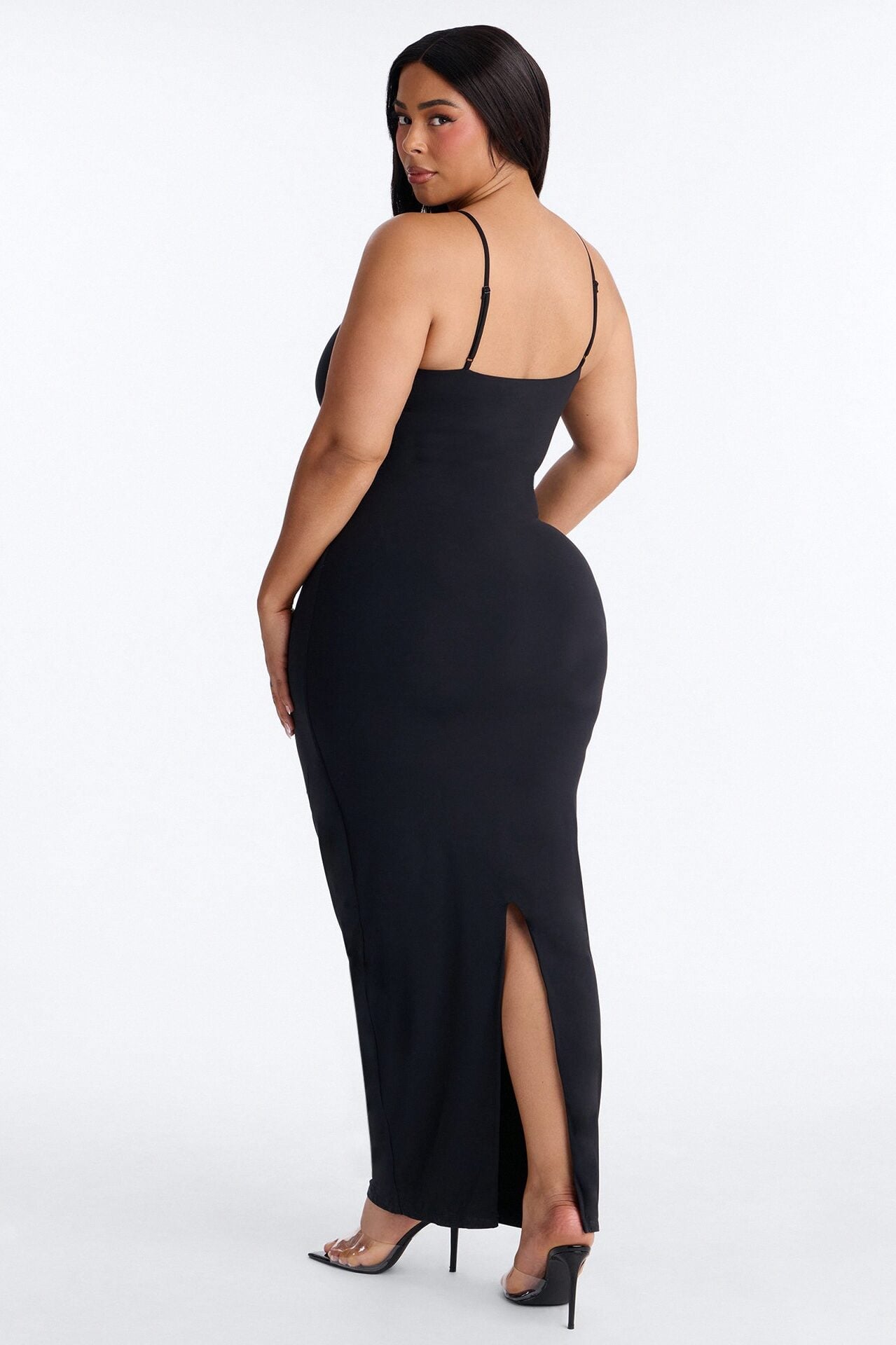 Second Skin Double Lined Scoop Neck Cami Maxi Dress - Black image 8