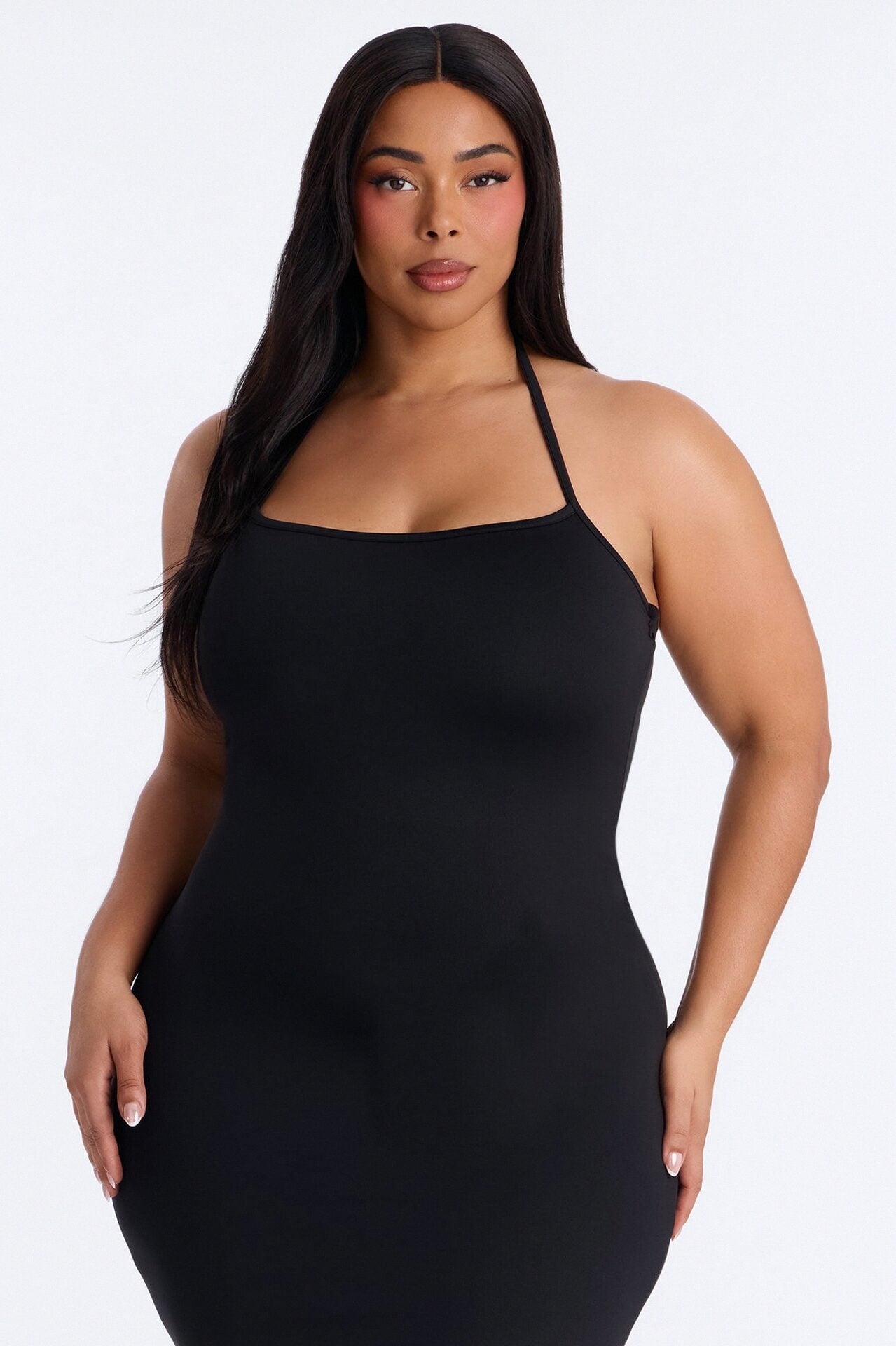 Contour Double Lined Halter Maxi Dress - Black image 6