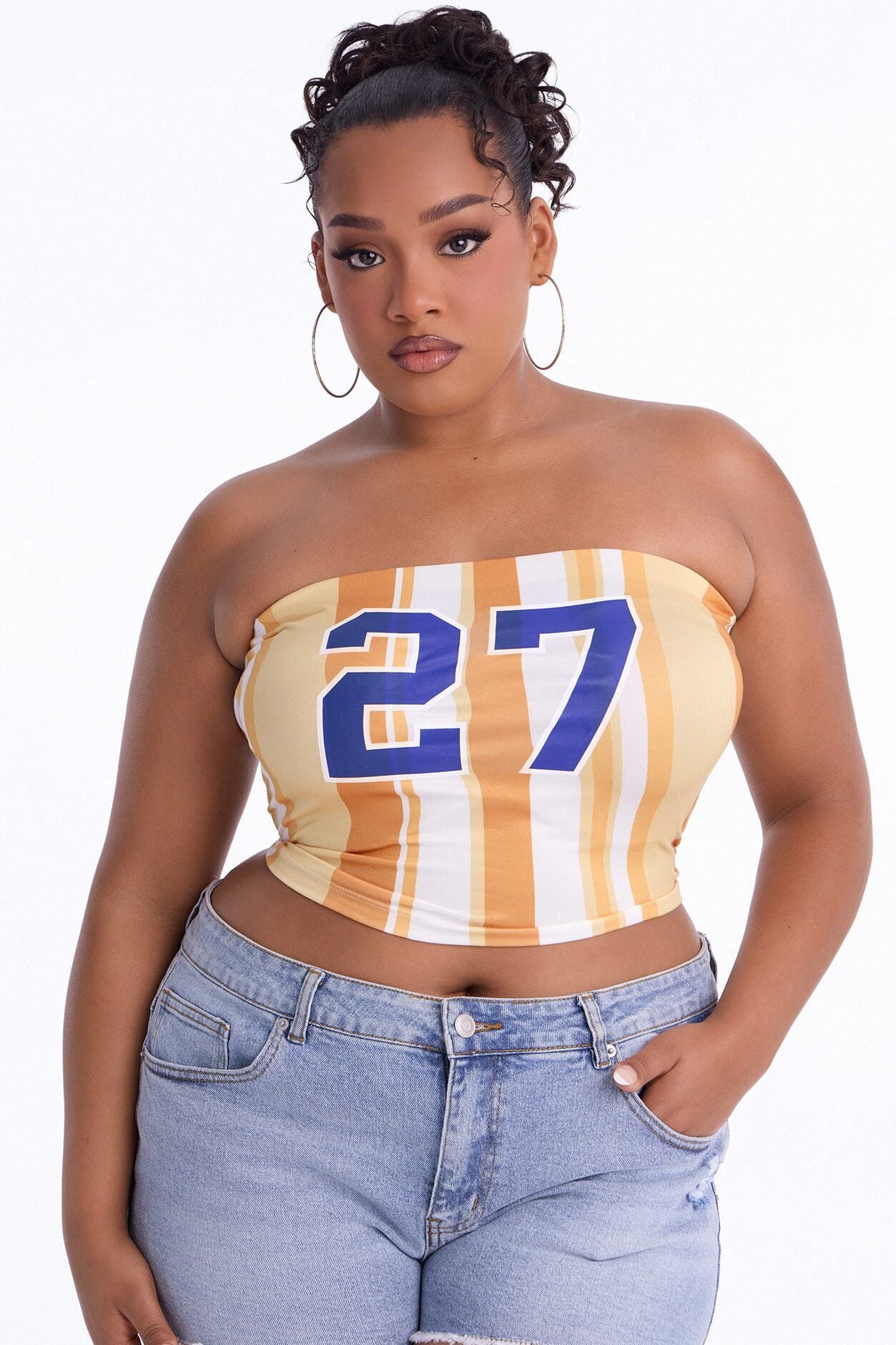 Lucky Number 27 Striped Tube Top - Orange image 5