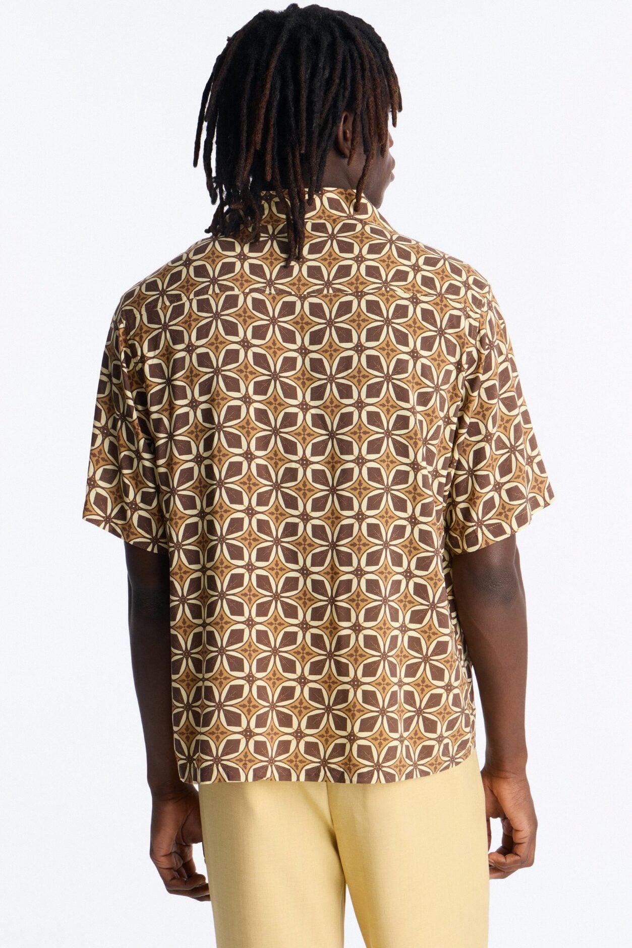 Relaxed Oxalis Cuban Collar Button Up Shirt - Brown/combo image 4
