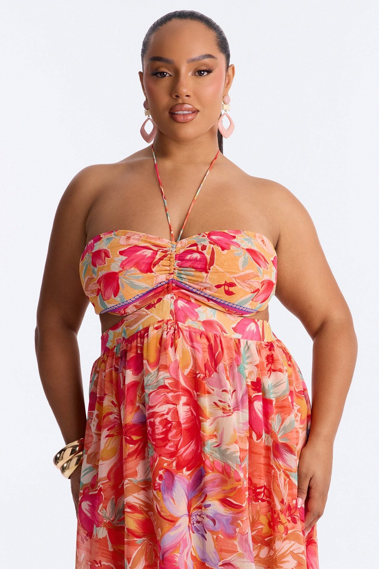 Daydream Darling Chiffon Maxi Dress - Coral/combo image 5