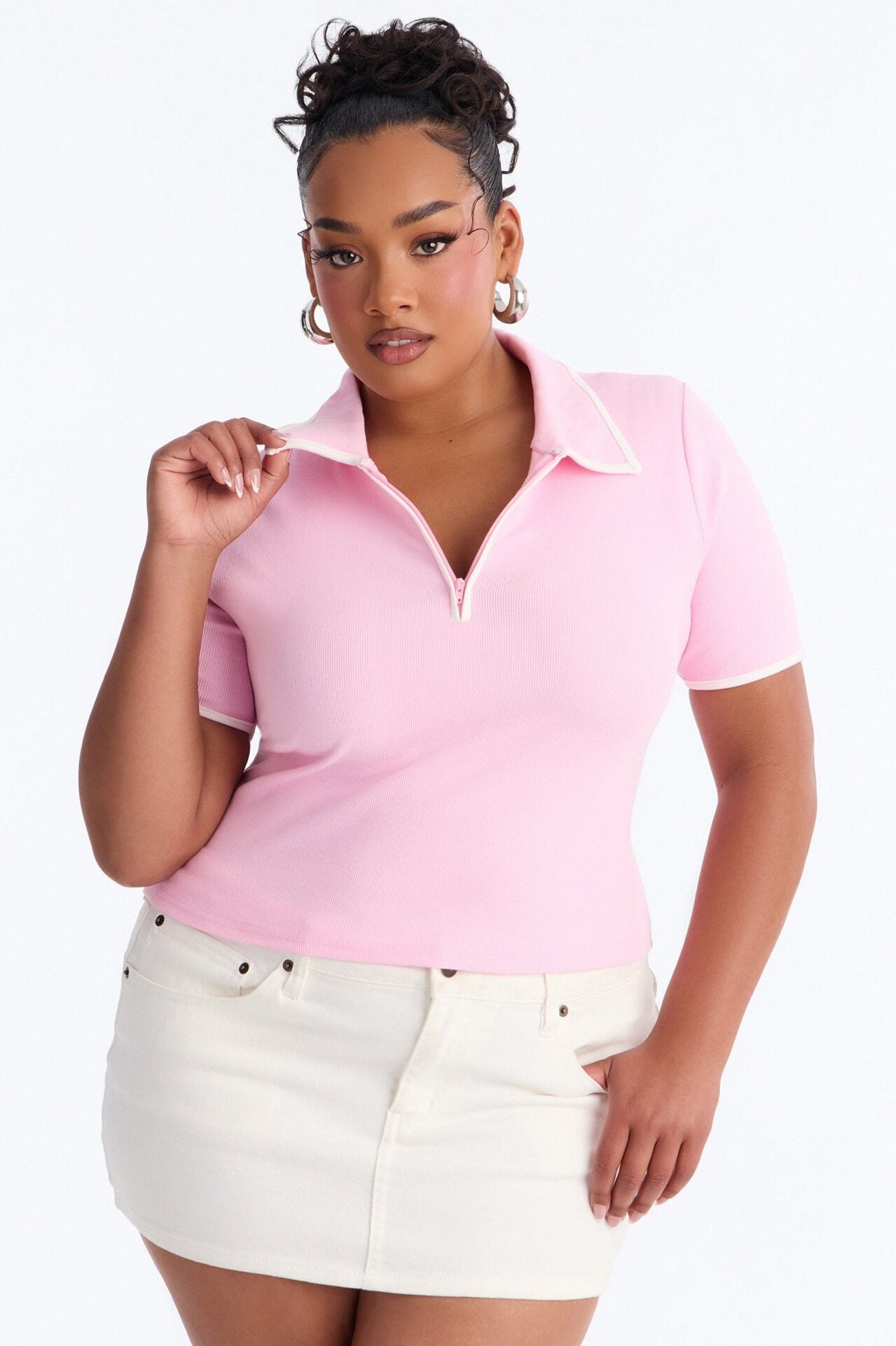 Golf Club Short Sleeve Polo Top - Pink/combo image 5