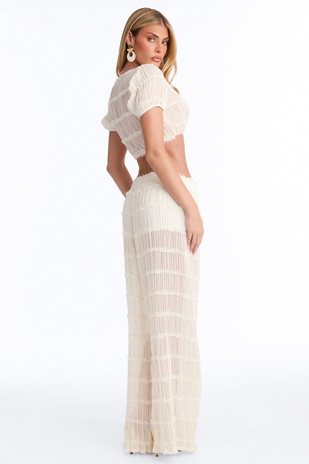 Sheer Escape Chiffon Pant Set - Ivory image 3