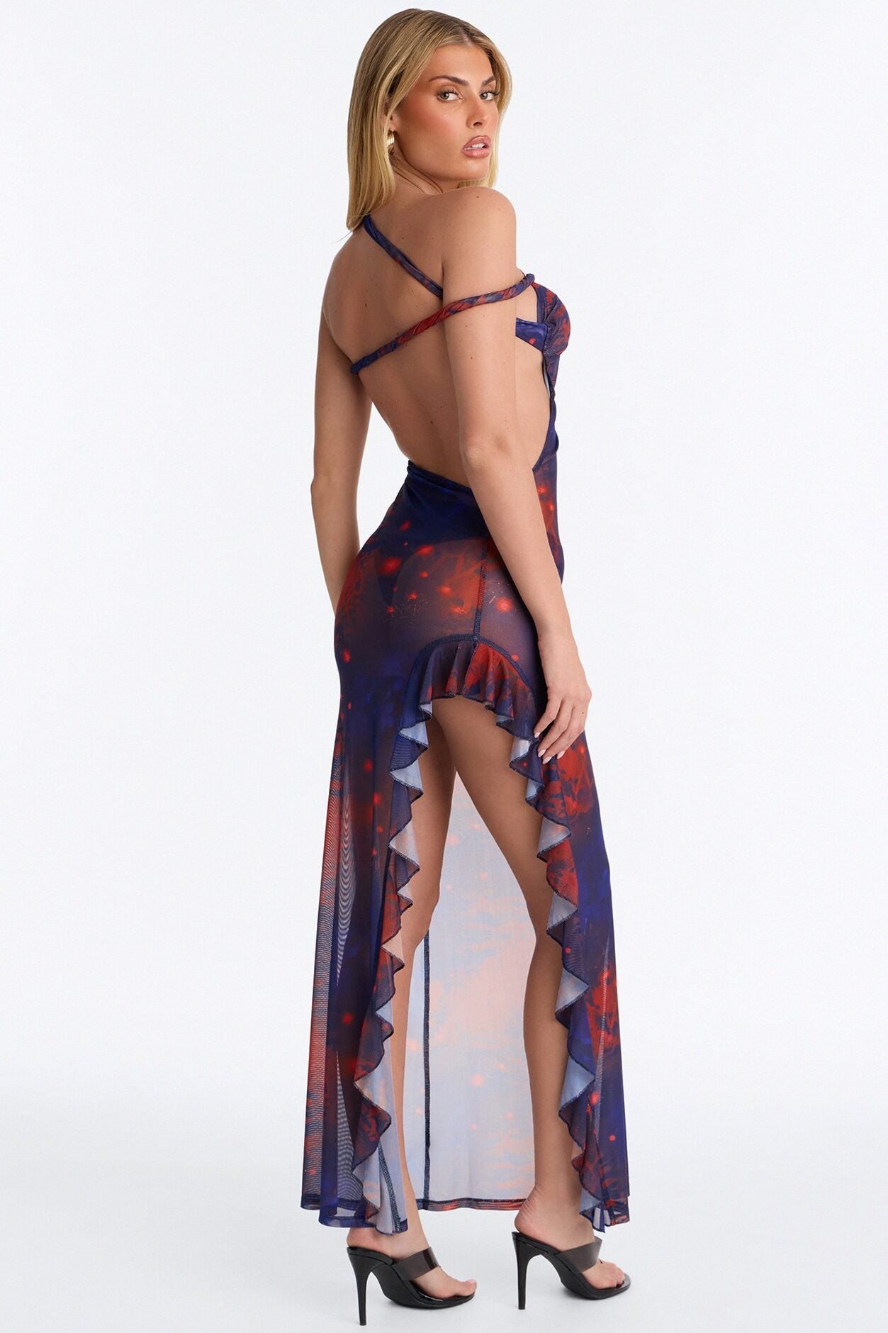 Island After Dark Mesh Maxi Dress - Blue/combo image 3