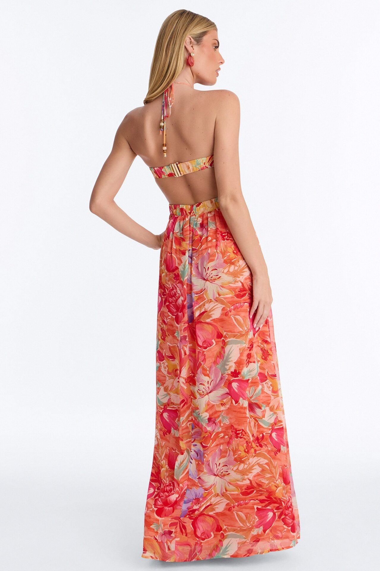 Daydream Darling Chiffon Maxi Dress - Coral/combo image 3