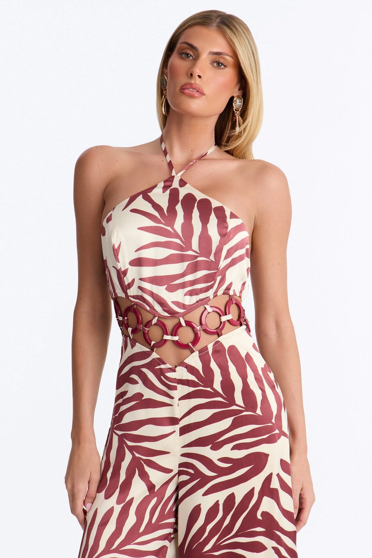 Palm Daydream Cut Out Jumpsuit - Rust image 2