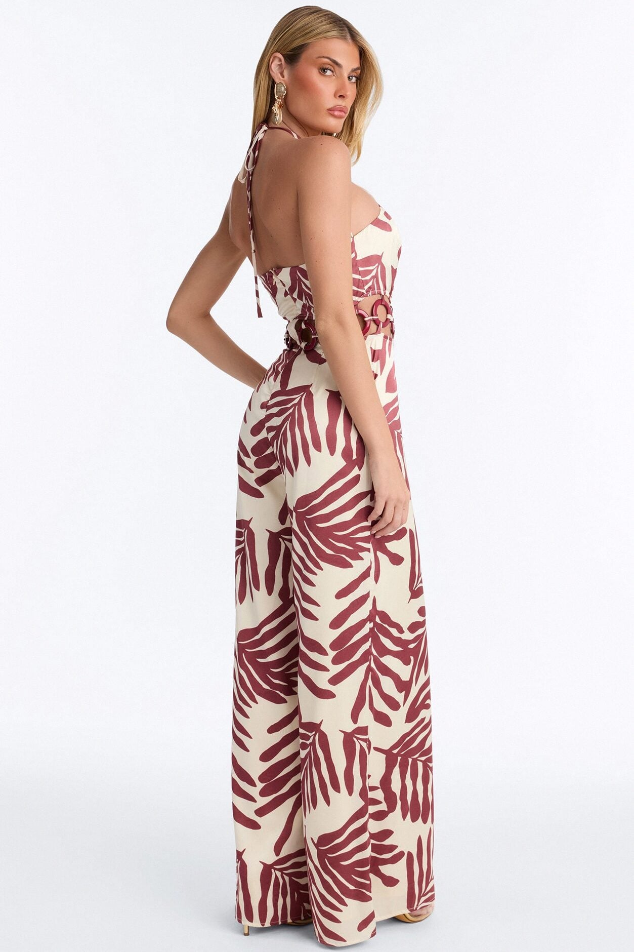Palm Daydream Cut Out Jumpsuit - Rust image 3
