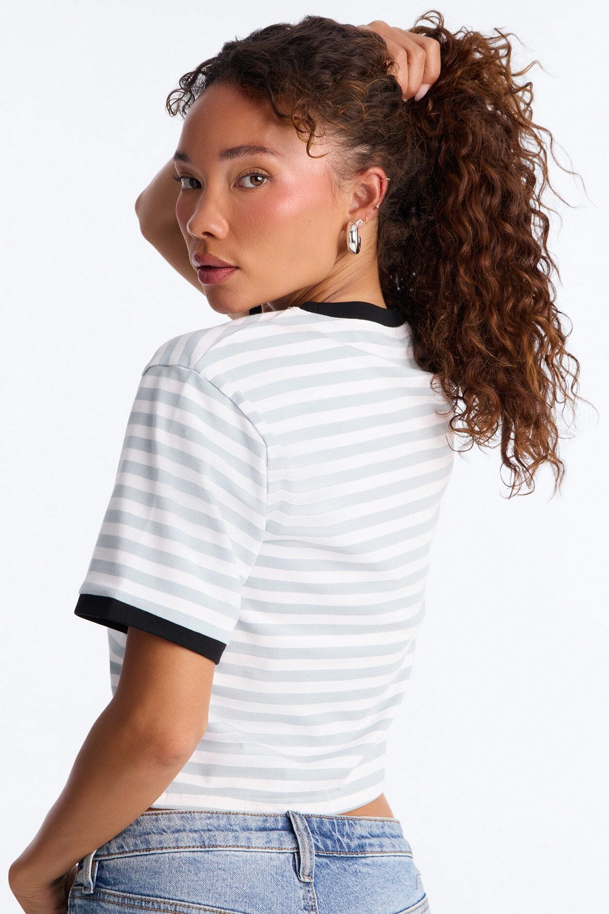 Betty Boop Stripe Crop Tee - Multi Color image 3