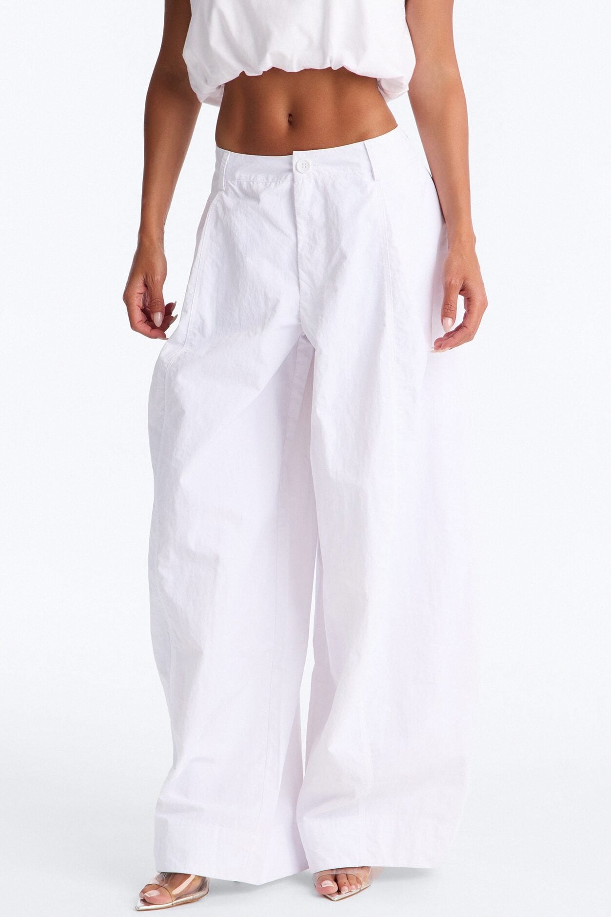 Brooke Barrel Leg Windbreaker Pant - White image 2