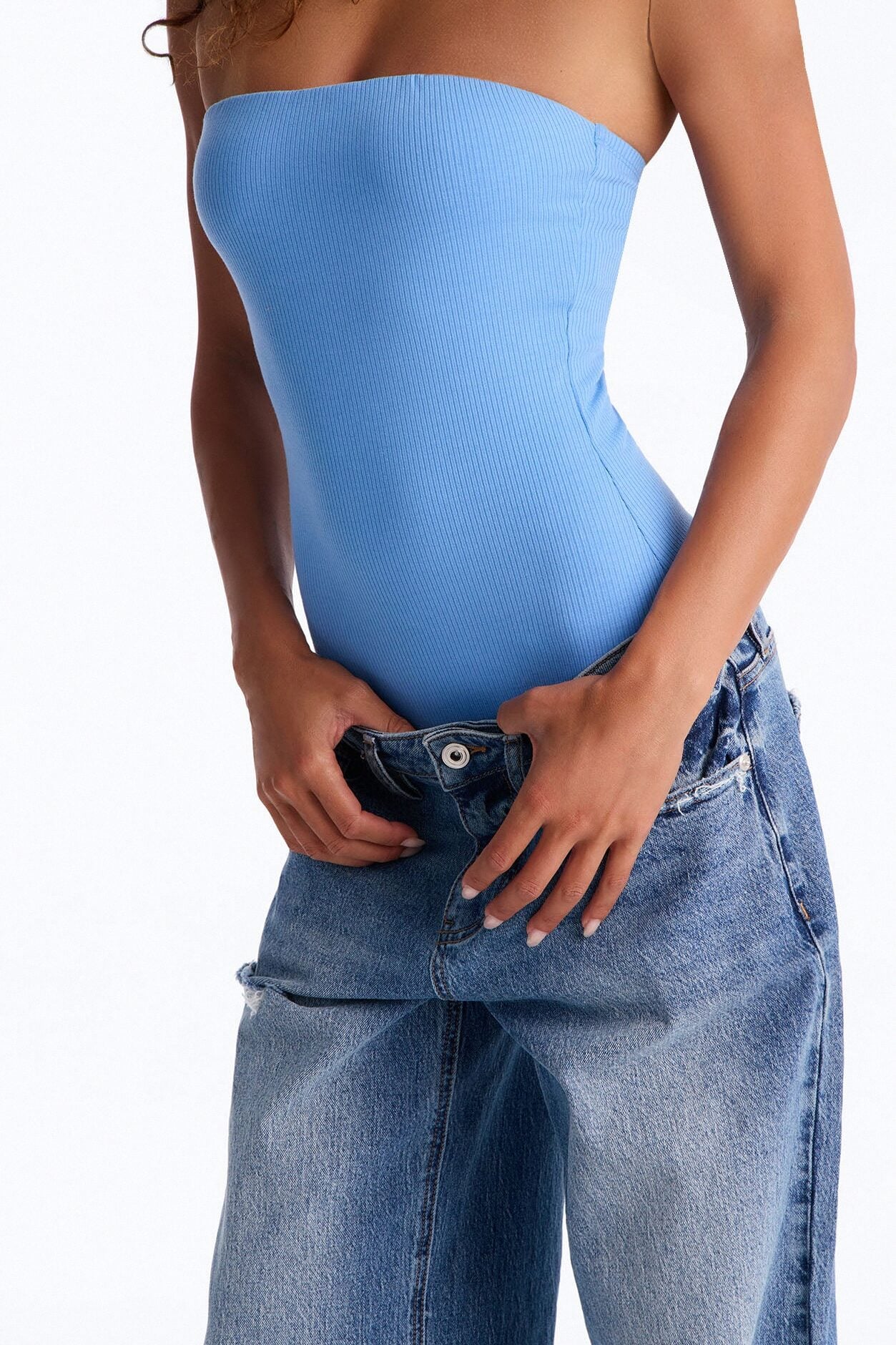 Demi Double Lined Tube Bodysuit - Periwinkle image 4