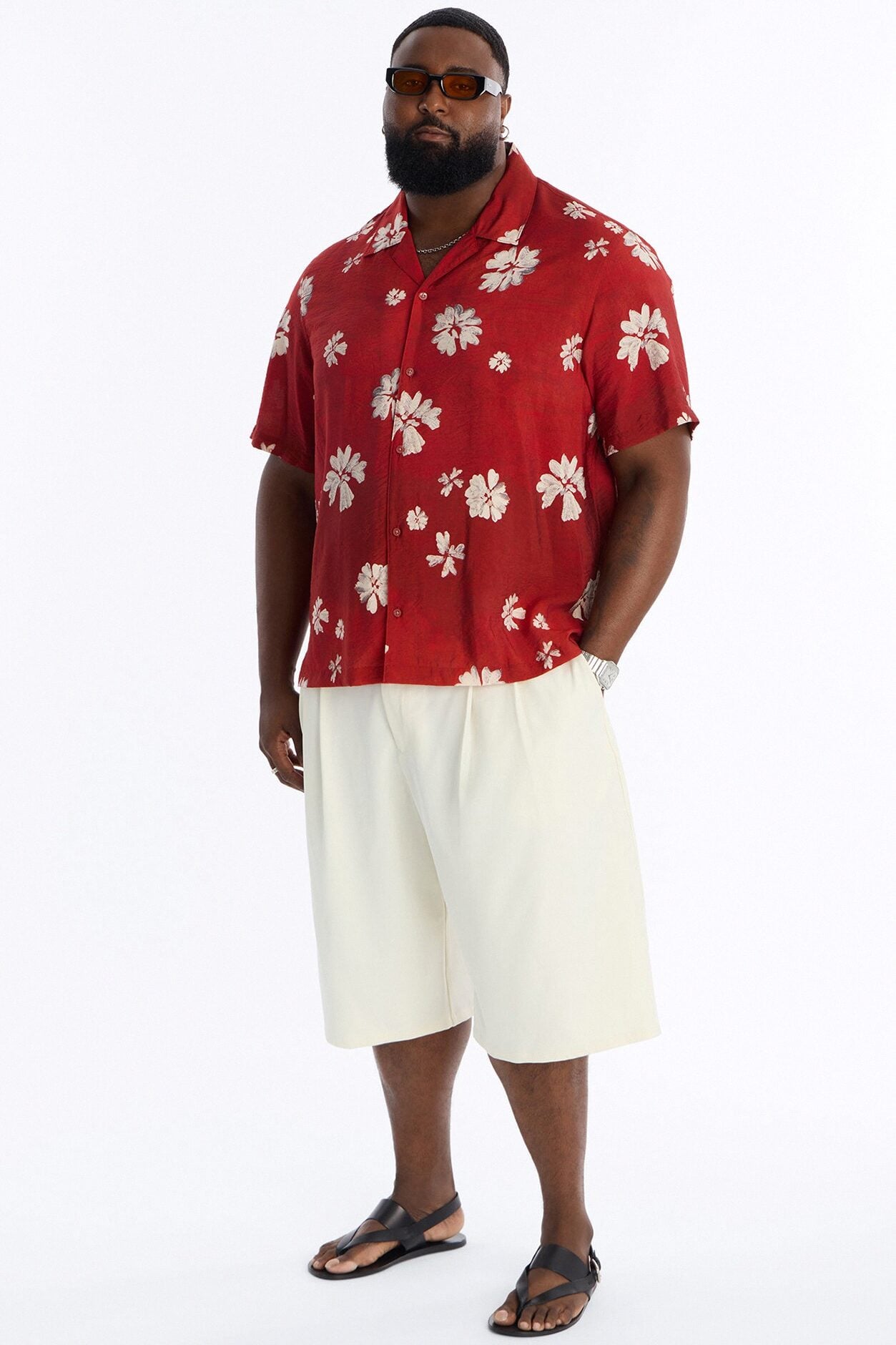 Floral Tennyson Button Up Shirt - Red/combo image 7