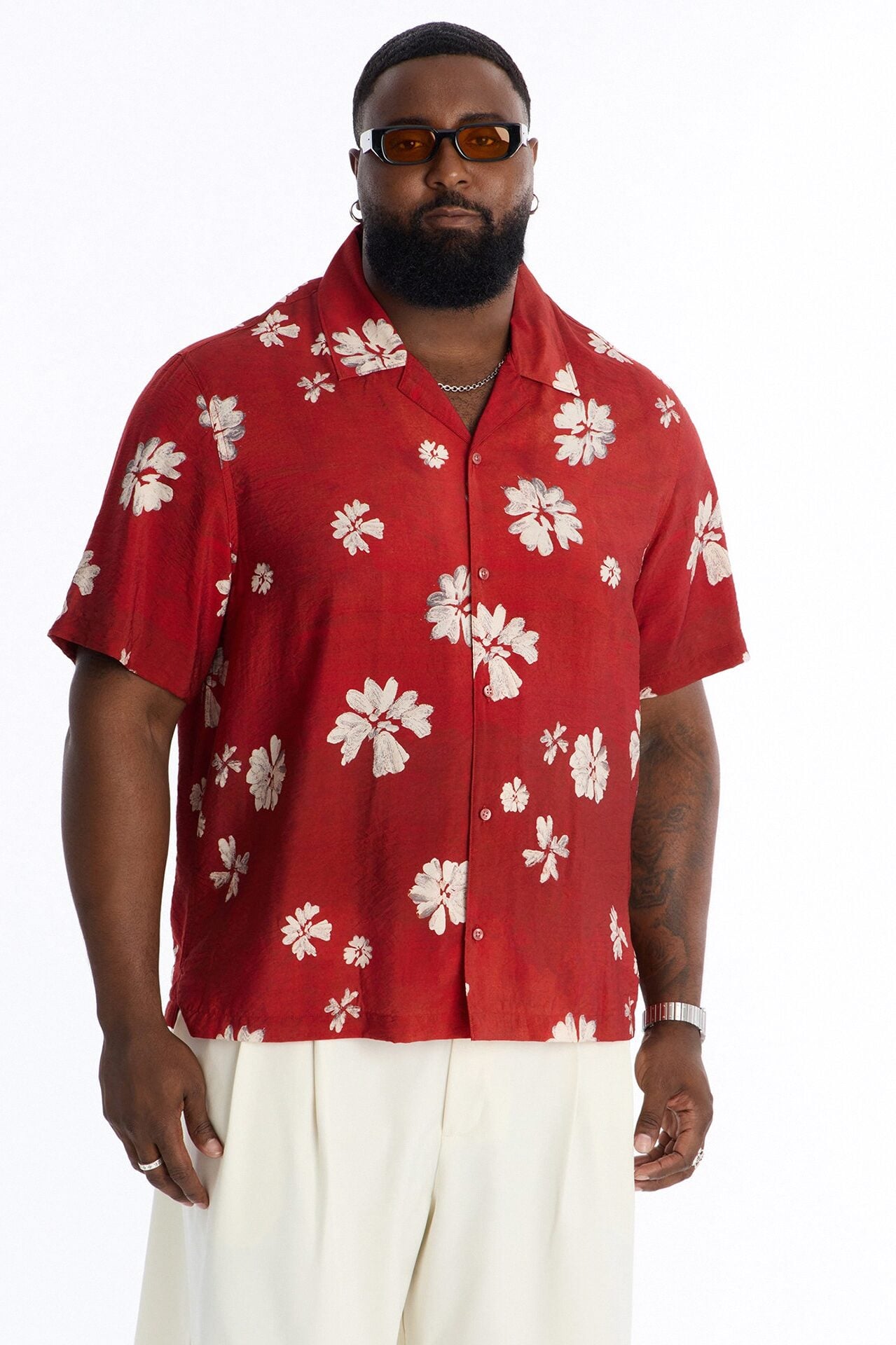 Floral Tennyson Button Up Shirt - Red/combo image 6