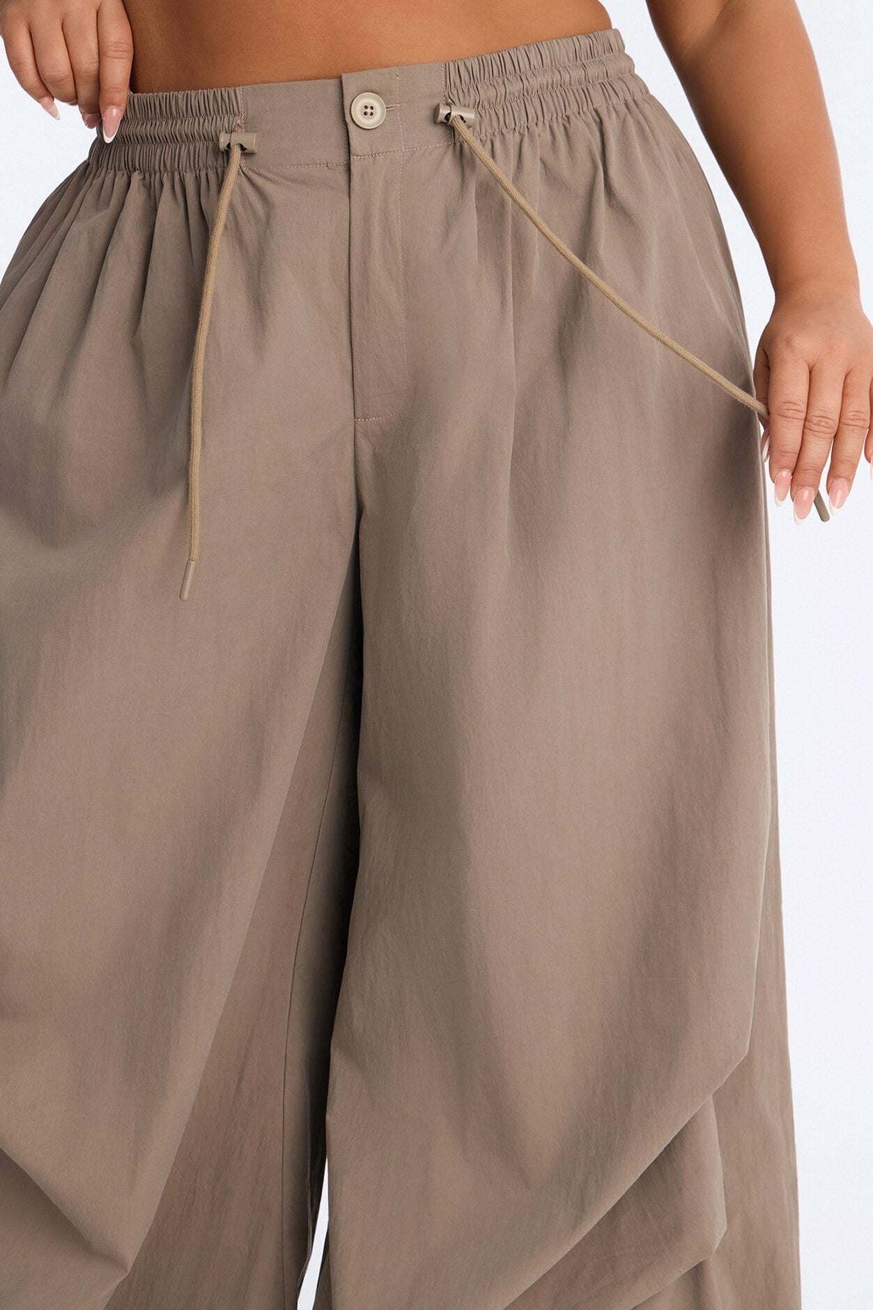 Hazel Stacked Drawstring Waist Super Wide Leg Pant - Caffe image 7