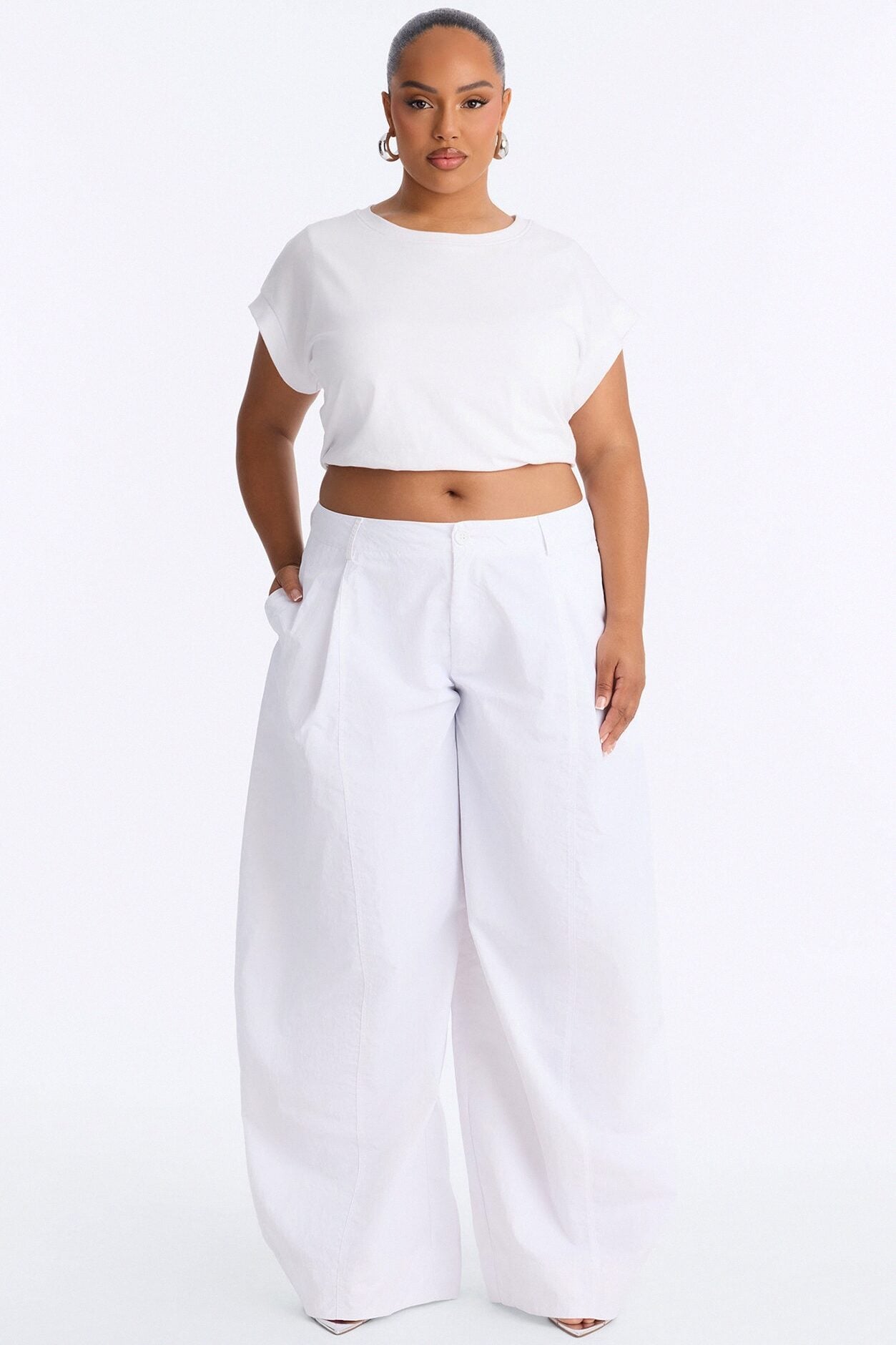 Brooke Barrel Leg Windbreaker Pant - White image 5