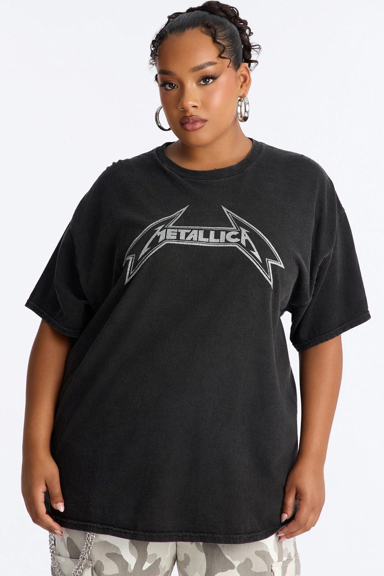 Metallica Glitter Oversized Tee - Black image 4