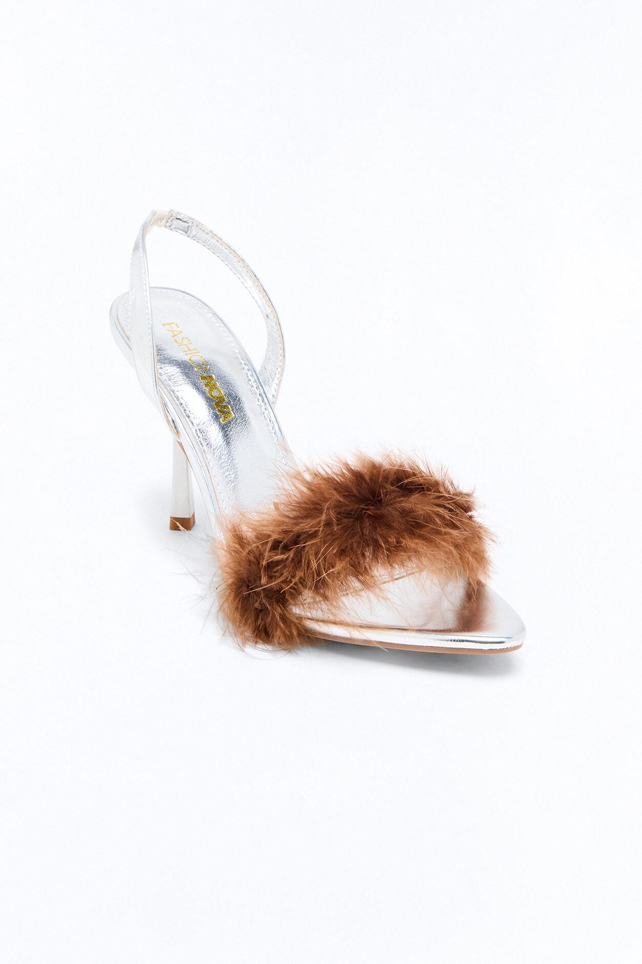 Glam Girl Feather Slingback Heels - Silver image 2