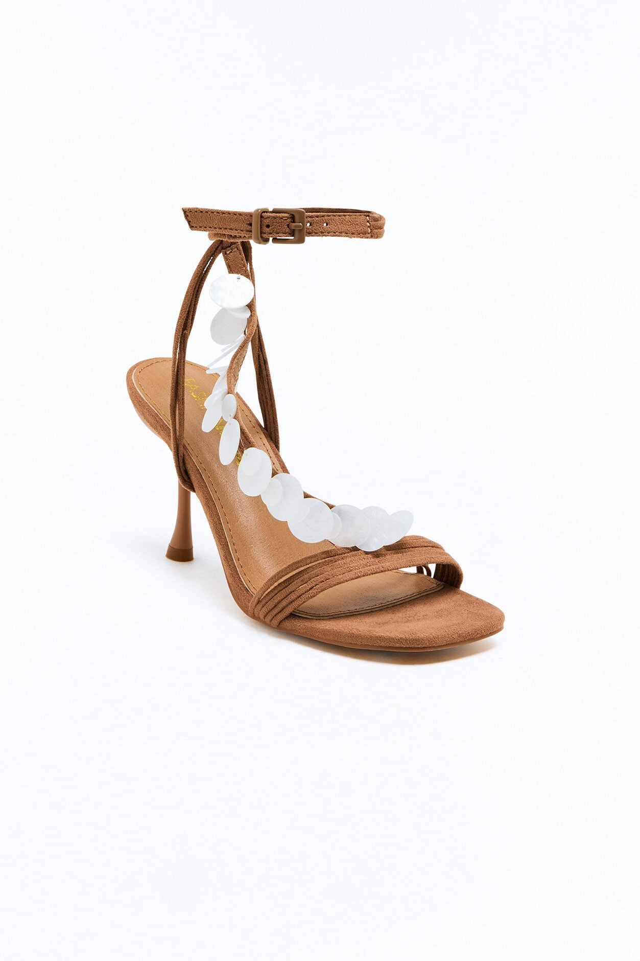Jora Shell Ankle Strap Heels - Taupe image 2