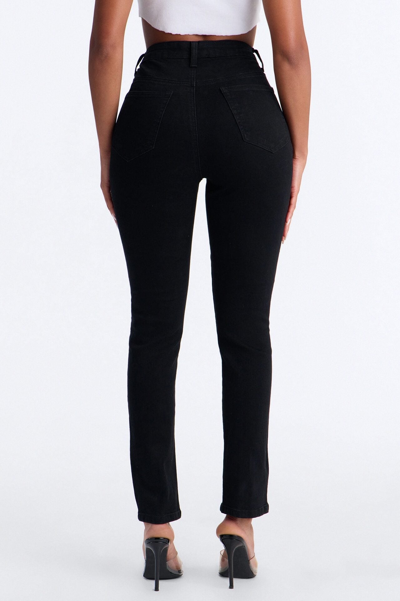Maybe One Day Ripped Split Hem Skinny Jeans - Black image 4