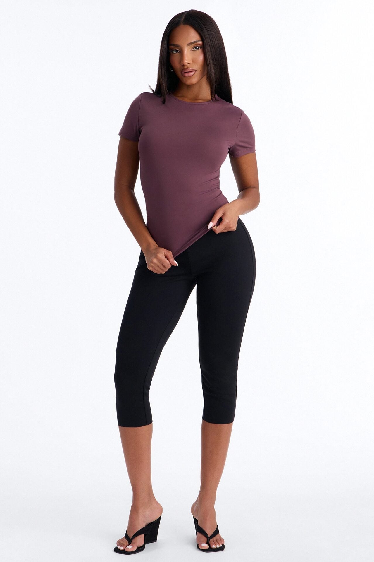 Myla Tricot Lounge Short Sleeve Top - Plum image 2