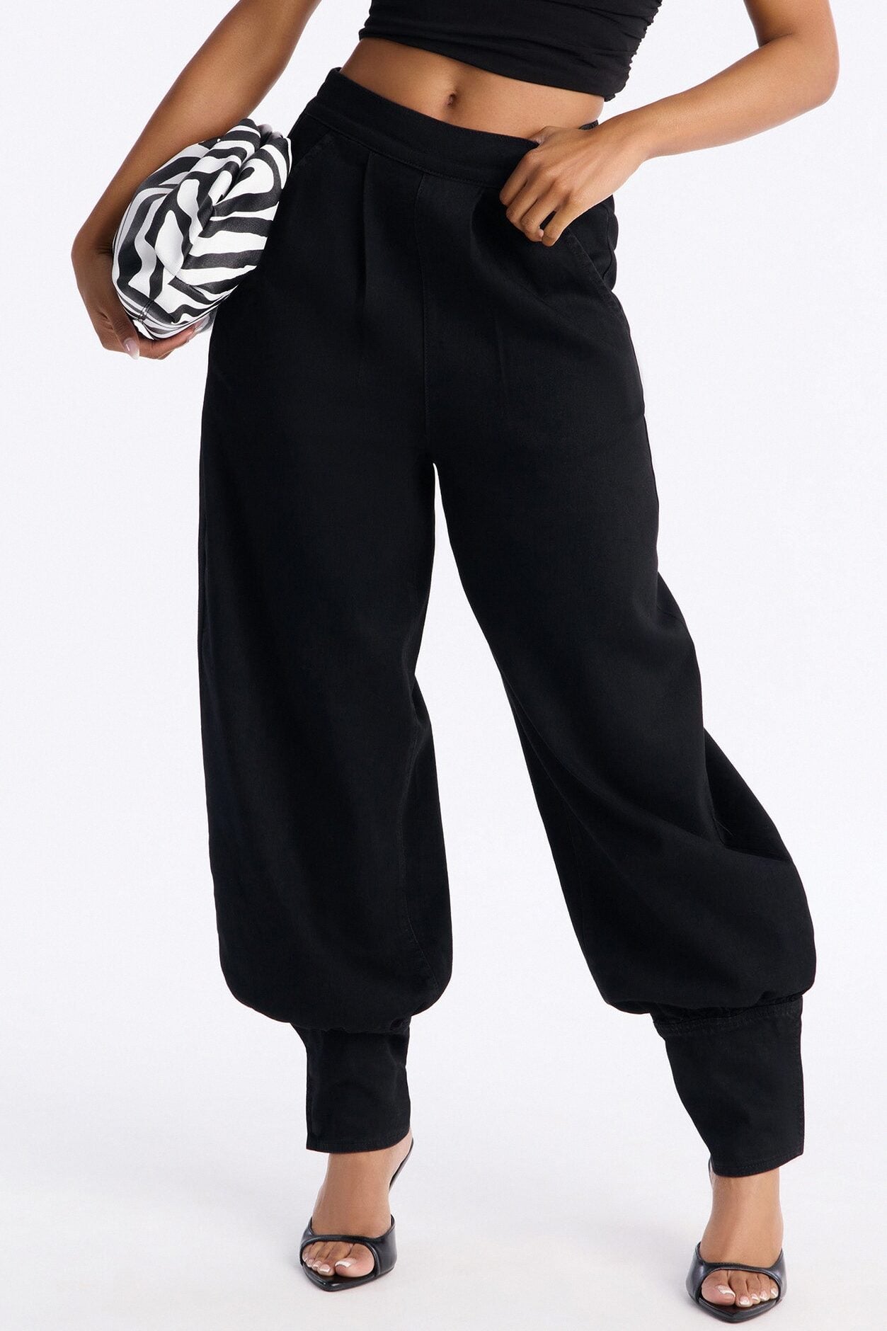 Destination Unknown Drapey Denim Balloon Jeans - Black image 2
