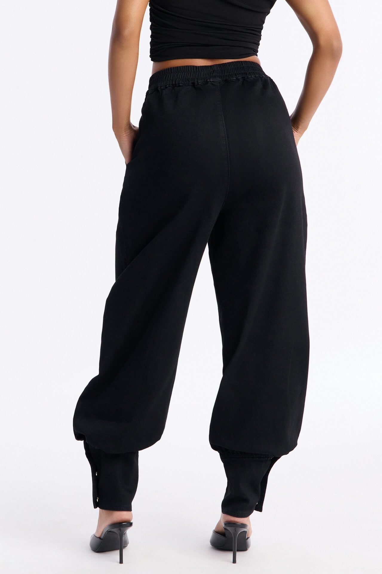 Destination Unknown Drapey Denim Balloon Jeans - Black image 4