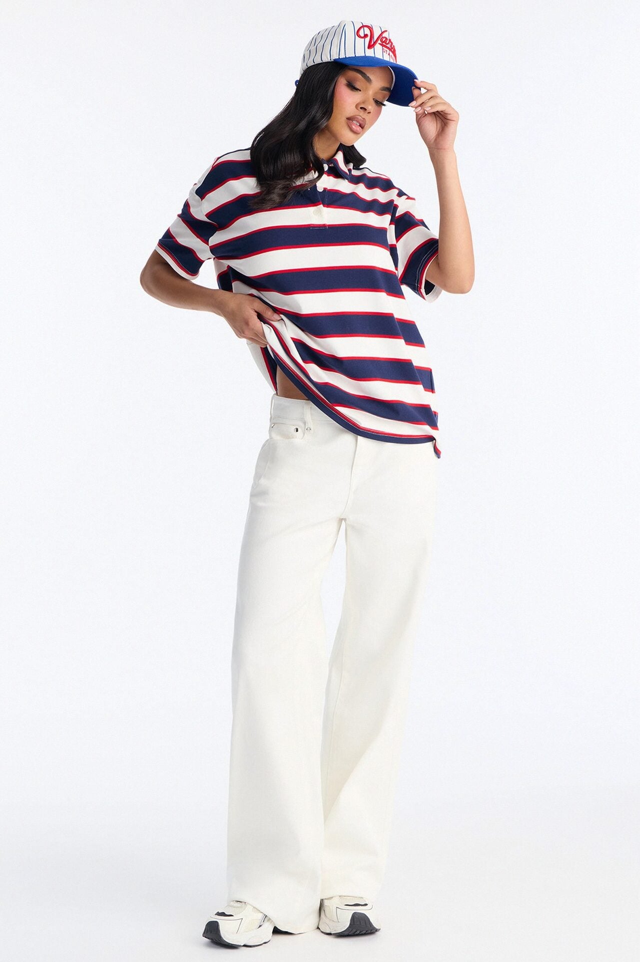 Santorini Studded Stretch Wide Leg Jeans - White image 2