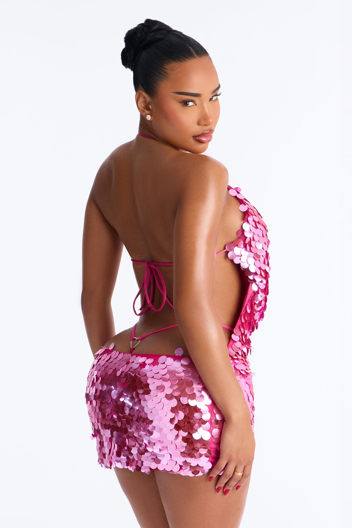 Sweet Like Sin Sequin Chemise Mini Dress - Pink image 9