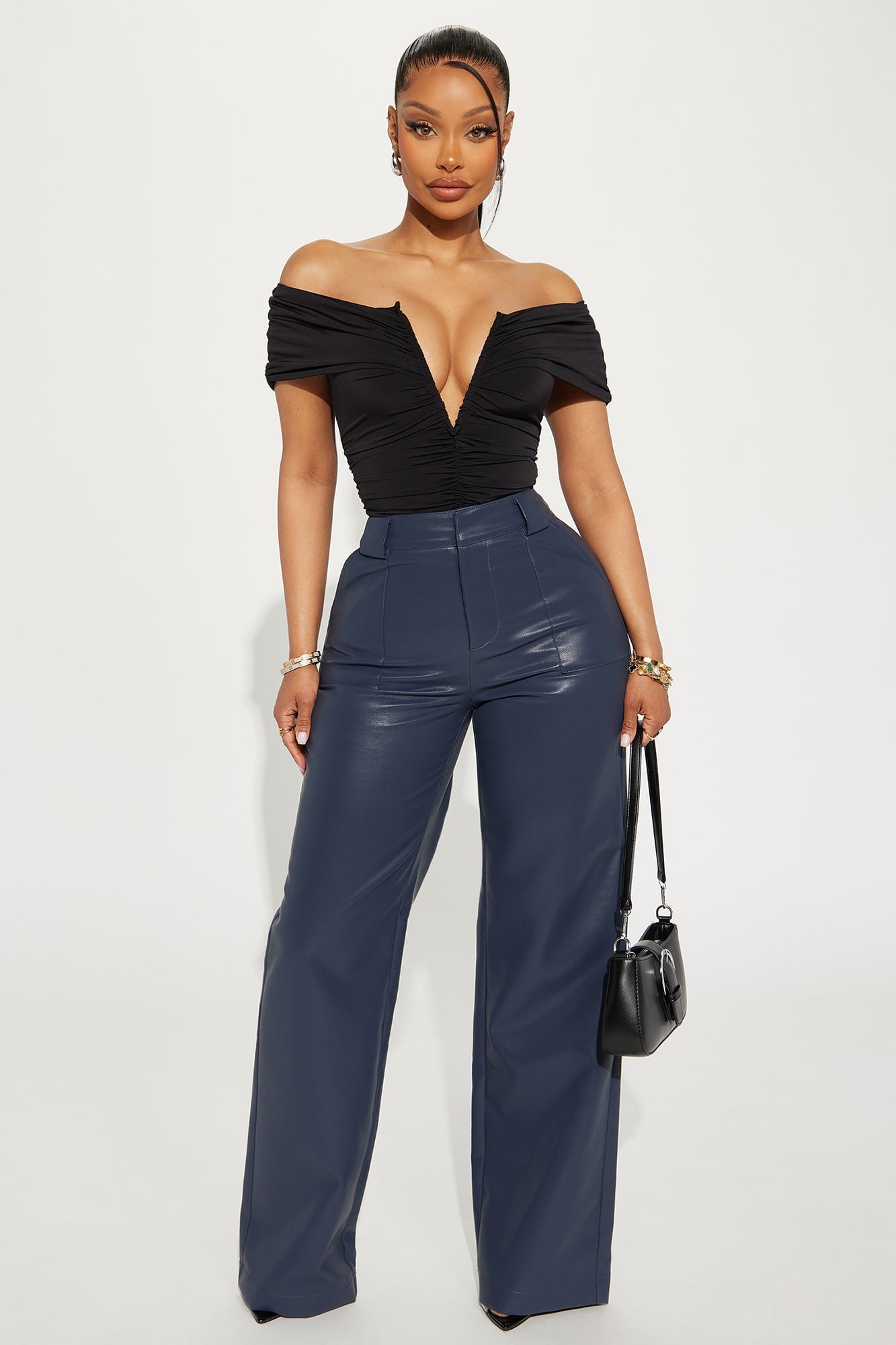Tailored For You Faux Leather Pant - Navy image 4