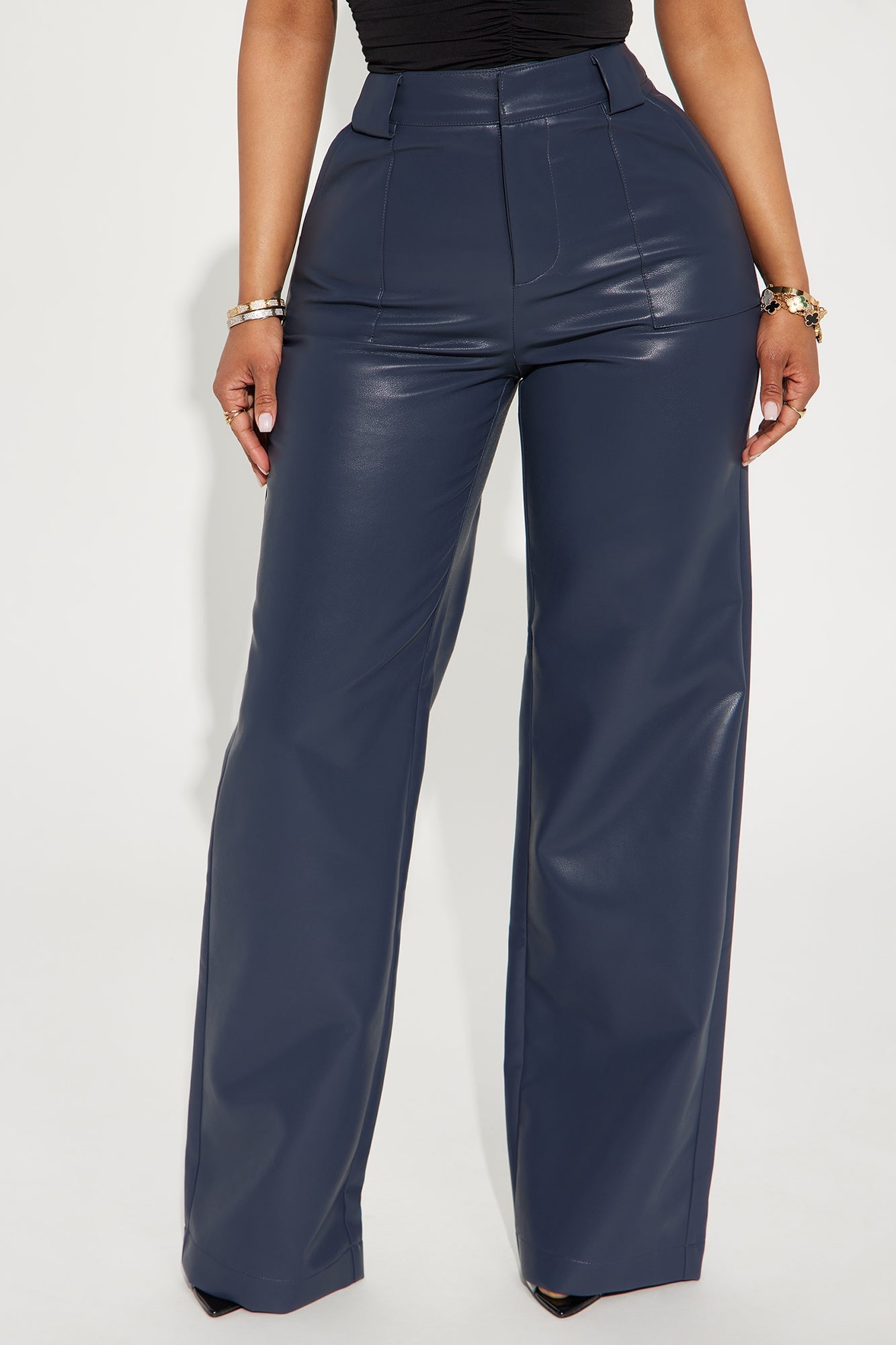 Tailored For You Faux Leather Pant - Navy image 5