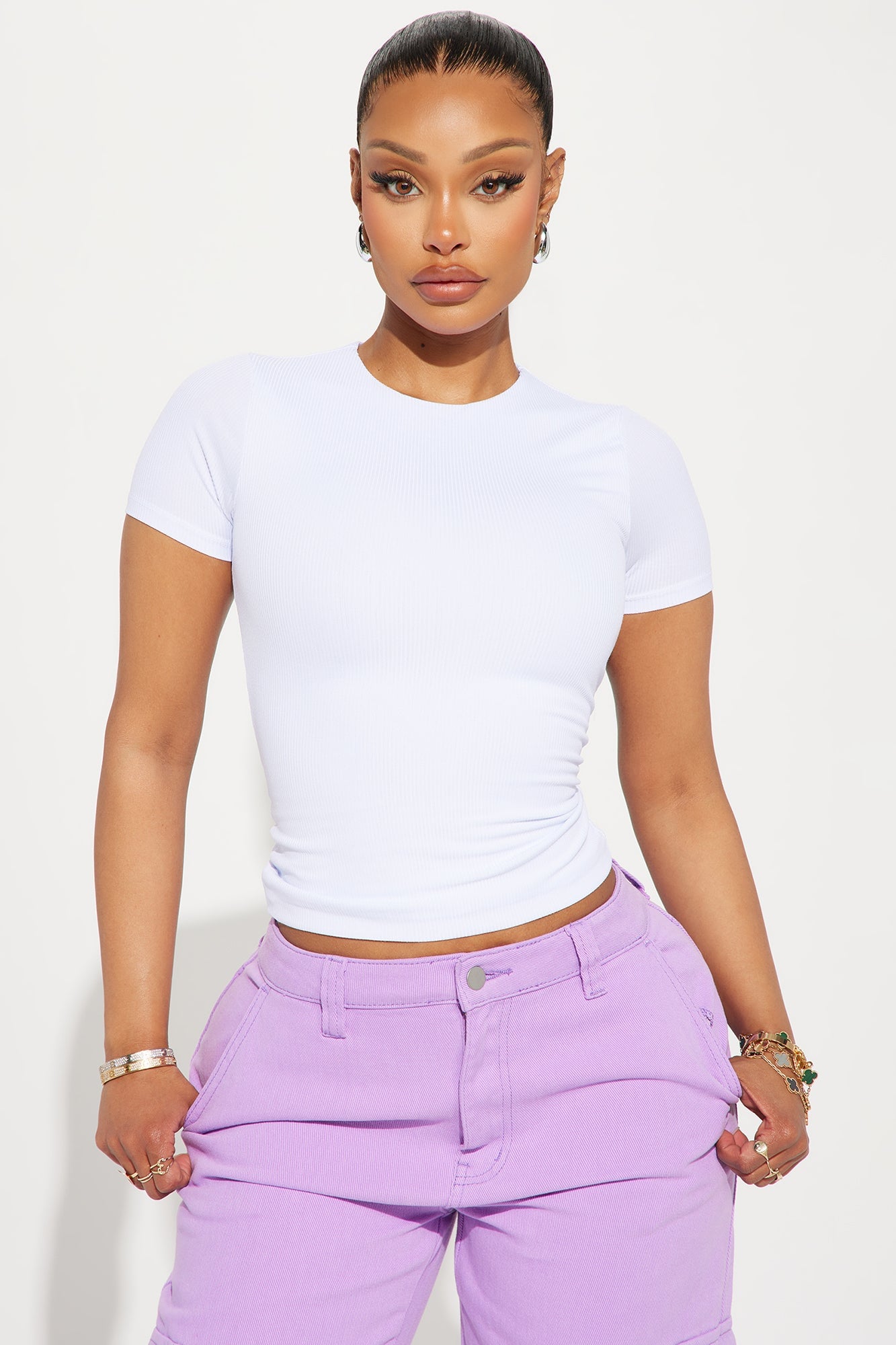 Chloe Crew Neck Short Sleeve Tee - White image 4