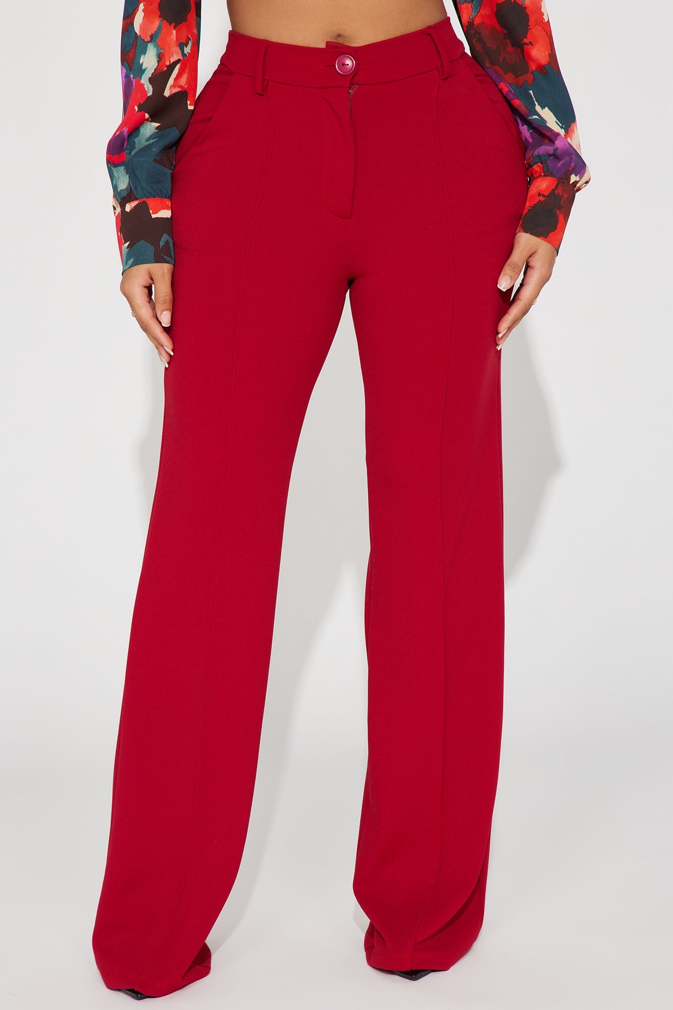 Heidi Wide Leg Trouser Pant - Red image 5