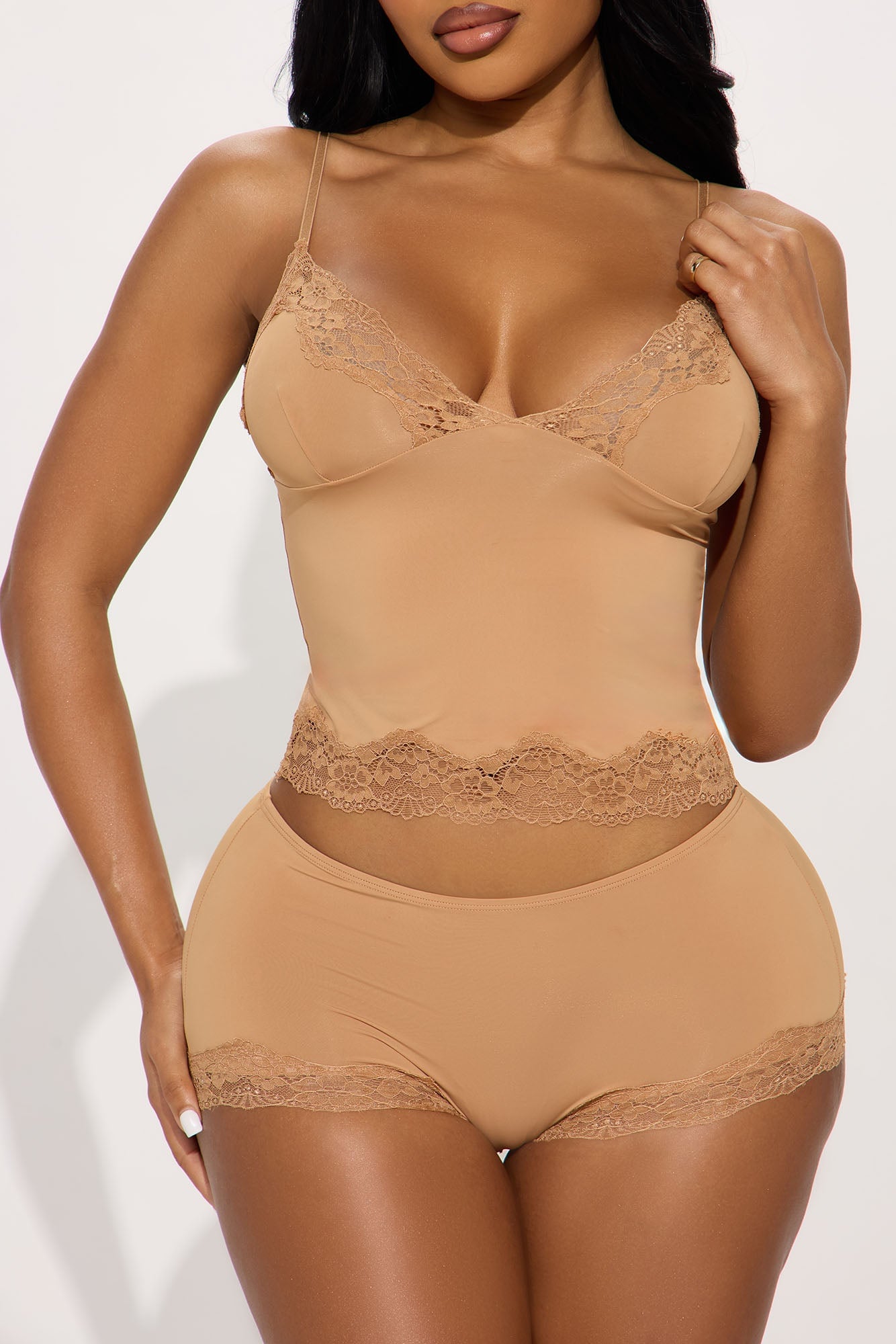 Sweet Dreams Tonight Cami Short Set - Brown image 5
