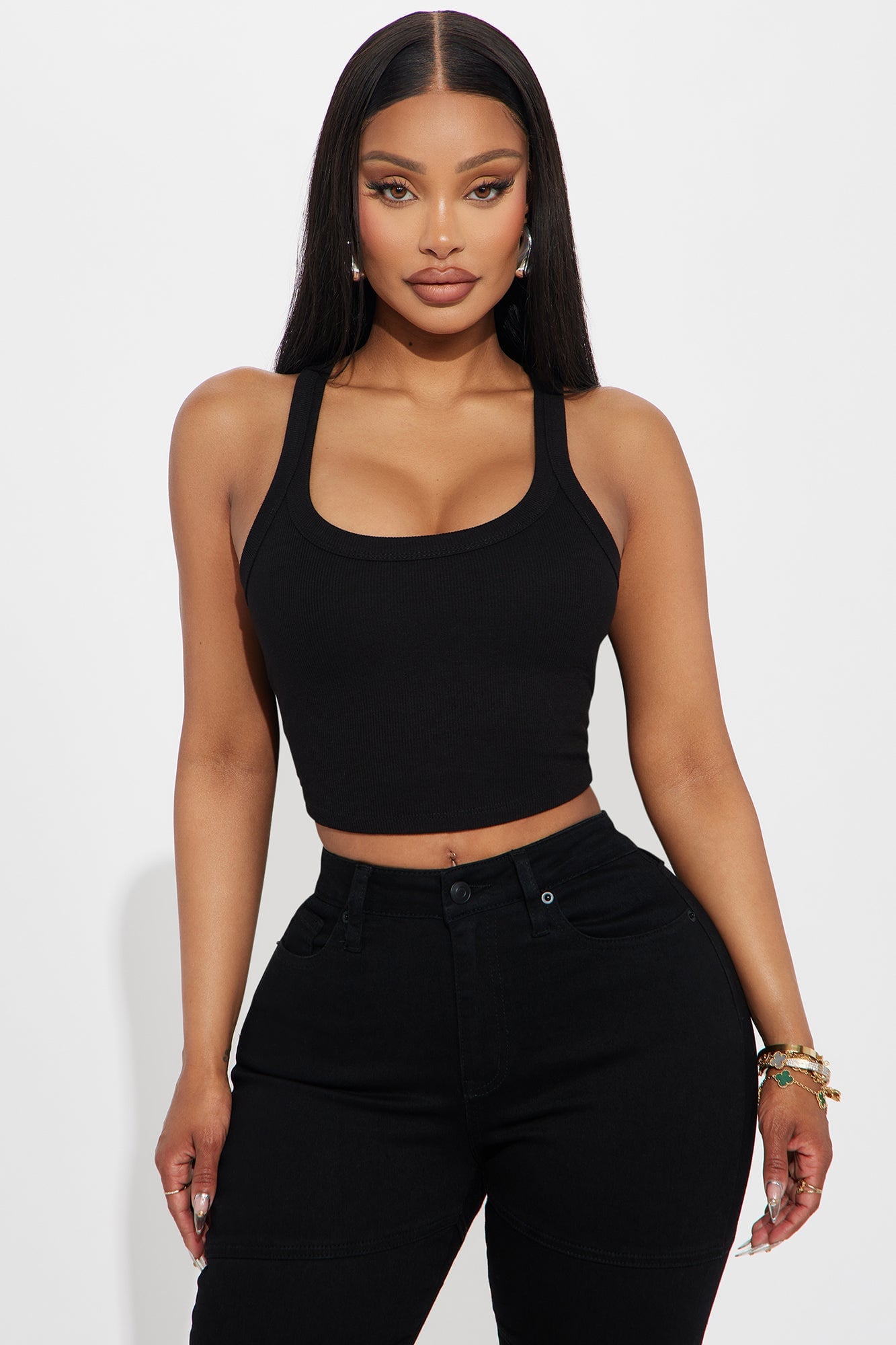 Teresa Scoop Neck Tank Top - Black image 1