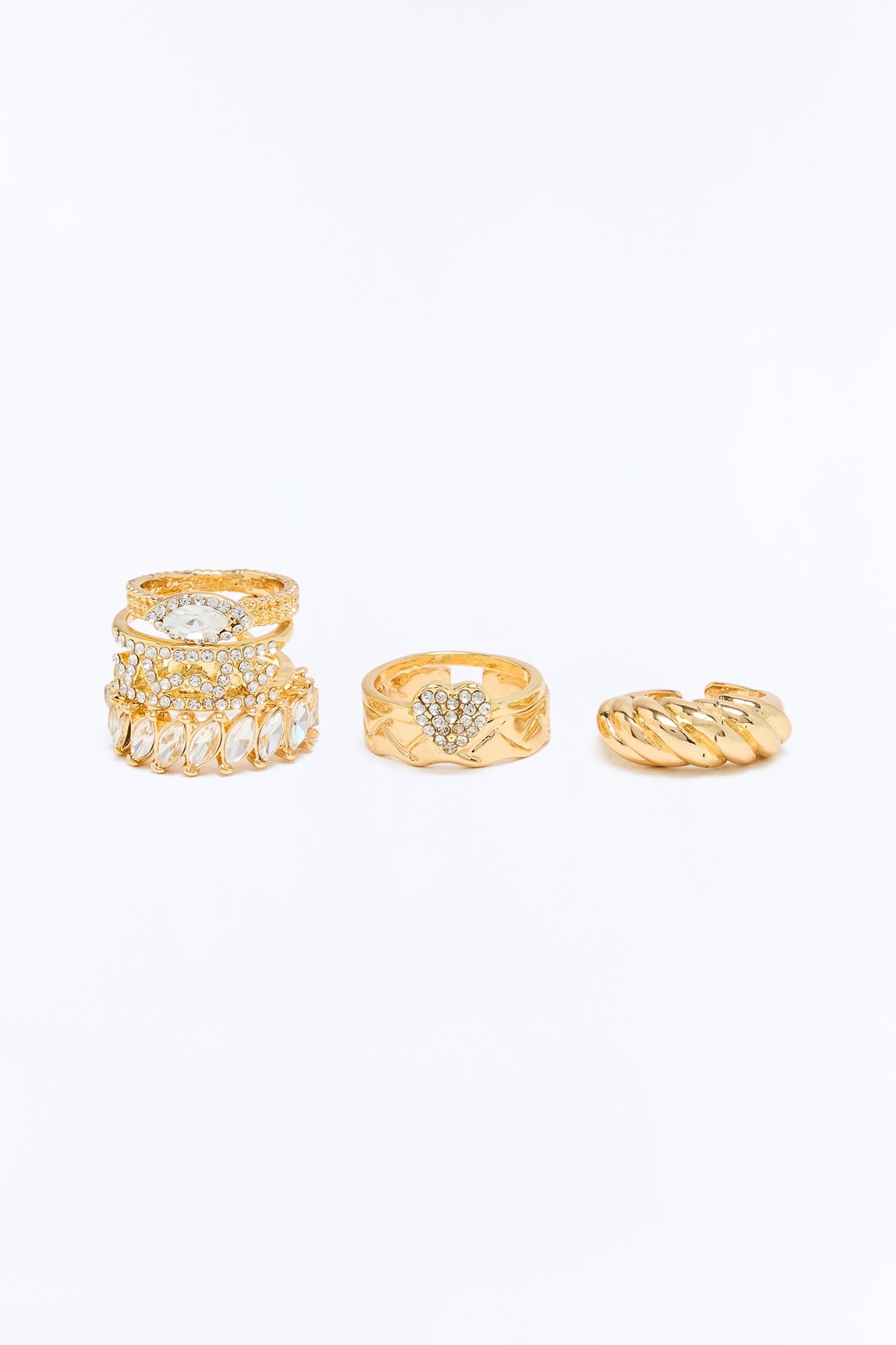 Side By Side 6 Piece Ring Set - Gold image 3