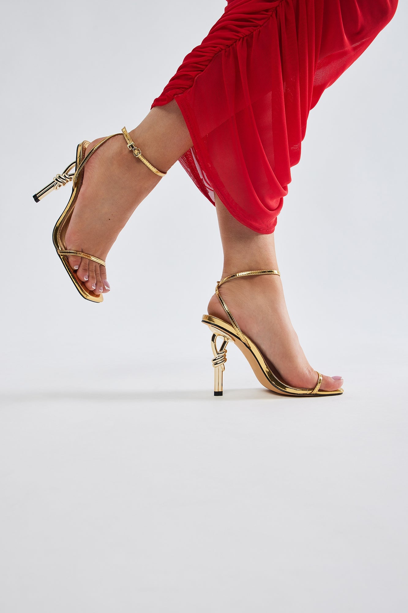 Ready Or Knot Heeled Sandals - Gold image 4