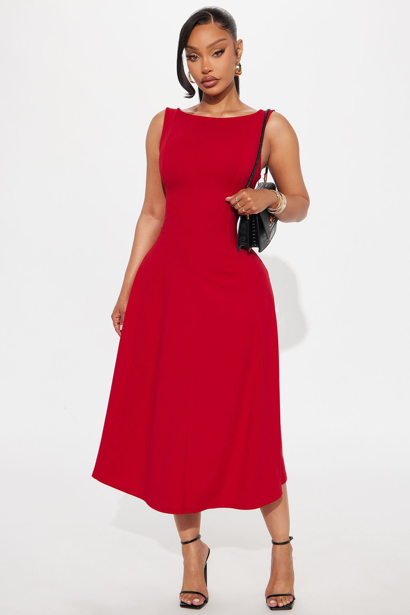 Sweet Sunday Knit Crepe Midi Dress - Red image 4